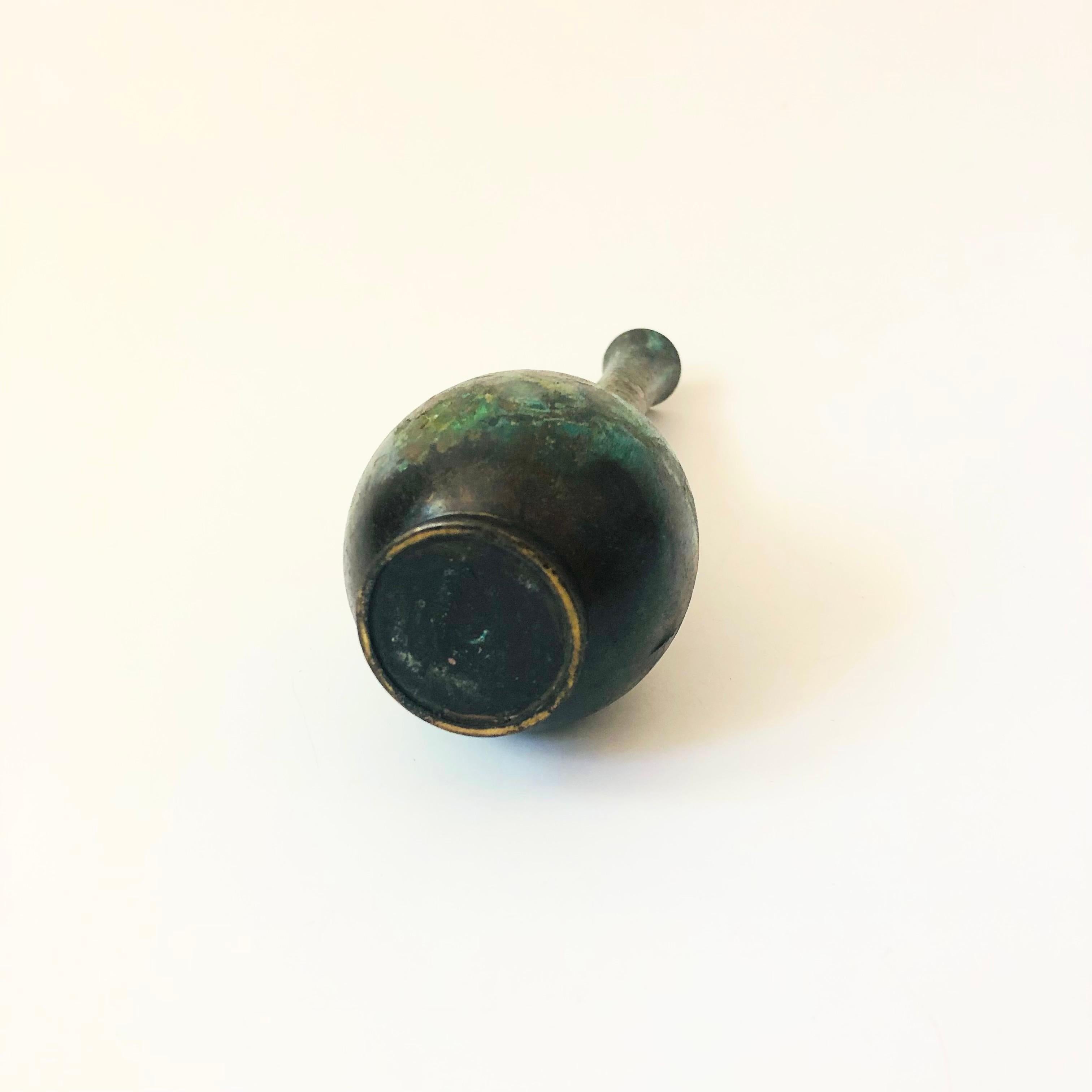 20th Century Takaoka Doki Verdigris Bronze Patinated Vase - Japan
