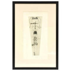 Takashi Matsutani Retro Japanese Etching Titled "La Propagation" Framed