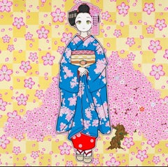 Arte contemporanea giapponese di Takashi Murakami - Maiko a Kyoto, Ciliegia  Fiori