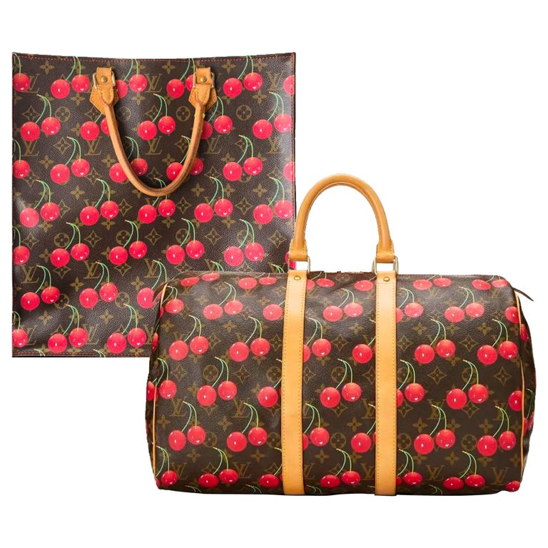 Takashi Murakami Louis Vuitton Cherry Monogram Sac Plat Tote and Keepall  Bags 2005 at 1stDibs