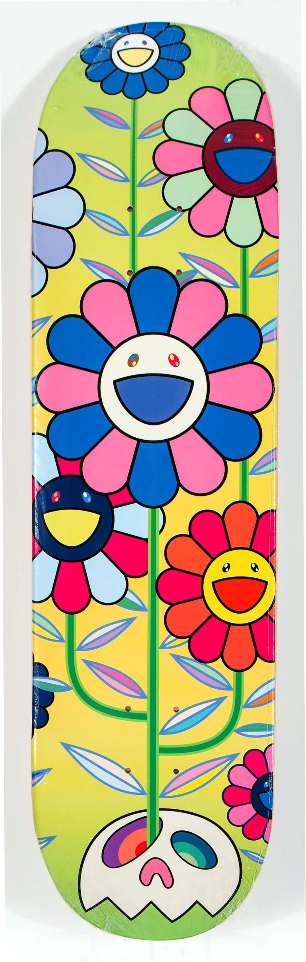 Takashi Murakami Flowers Skate Deck
A vibrant piece of Takashi Murakami wall art produced as a completely sold out, limited series in 2019 in conjunction with Complexcon and Kaikai Kiki co. This deck is new in its original packaging. A brilliant