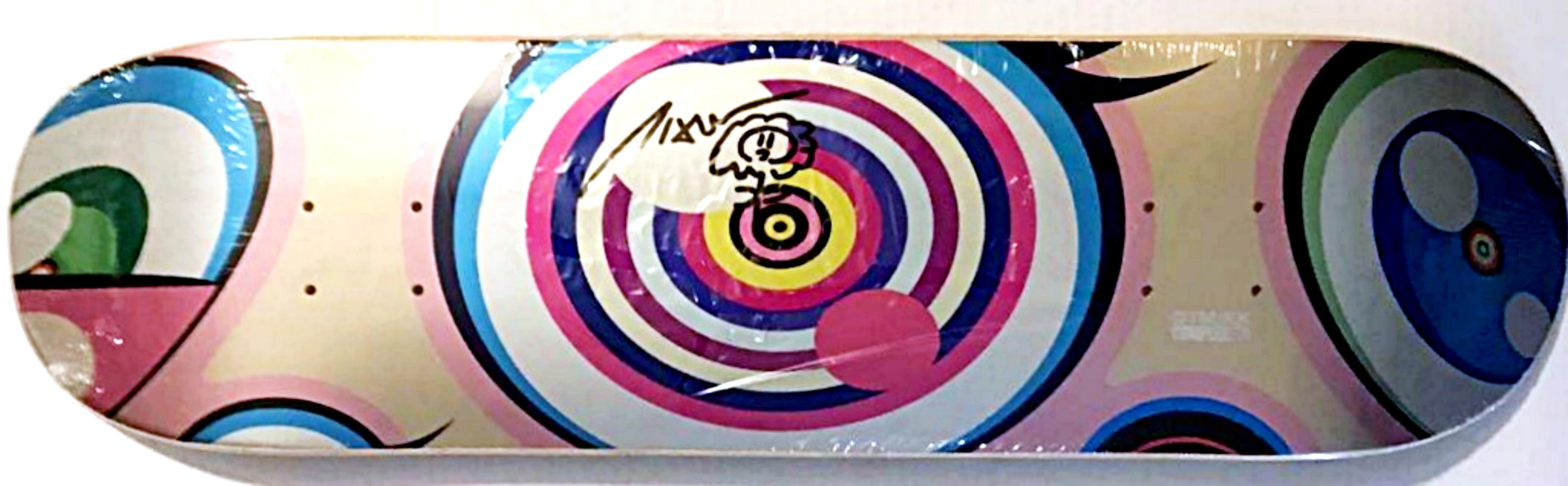 Original unique signed Flower Drawing limited edition skateboard Street Pop Art  - Mixed Media Art by Takashi Murakami