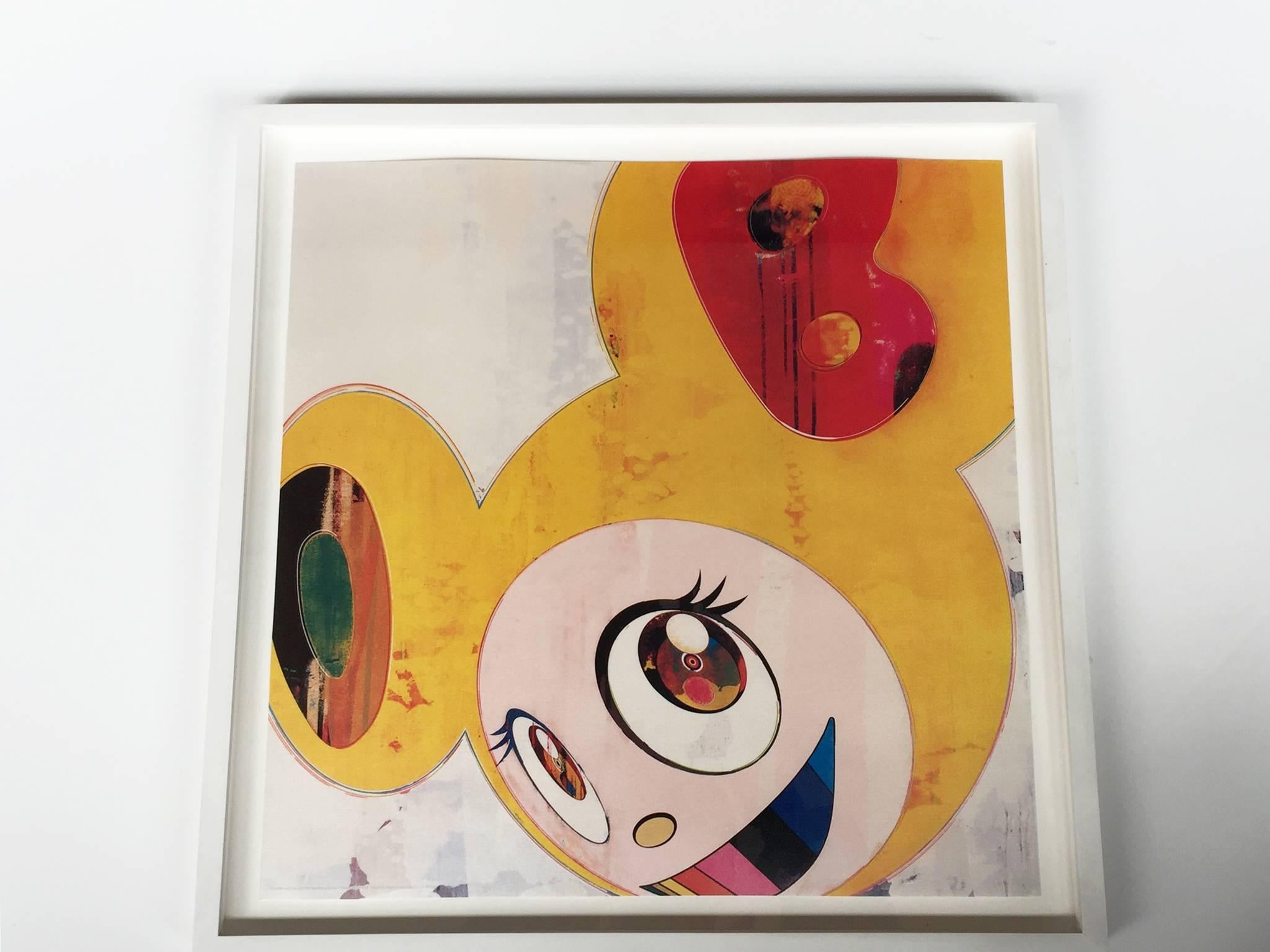 This lithograph is by the artist Takashi Murakami, whose work playfully brings to light the connections between manga and anime and traditional Japanese art, such as the well-published ukiyo-e woodblock prints of the 17th through 19th century. This