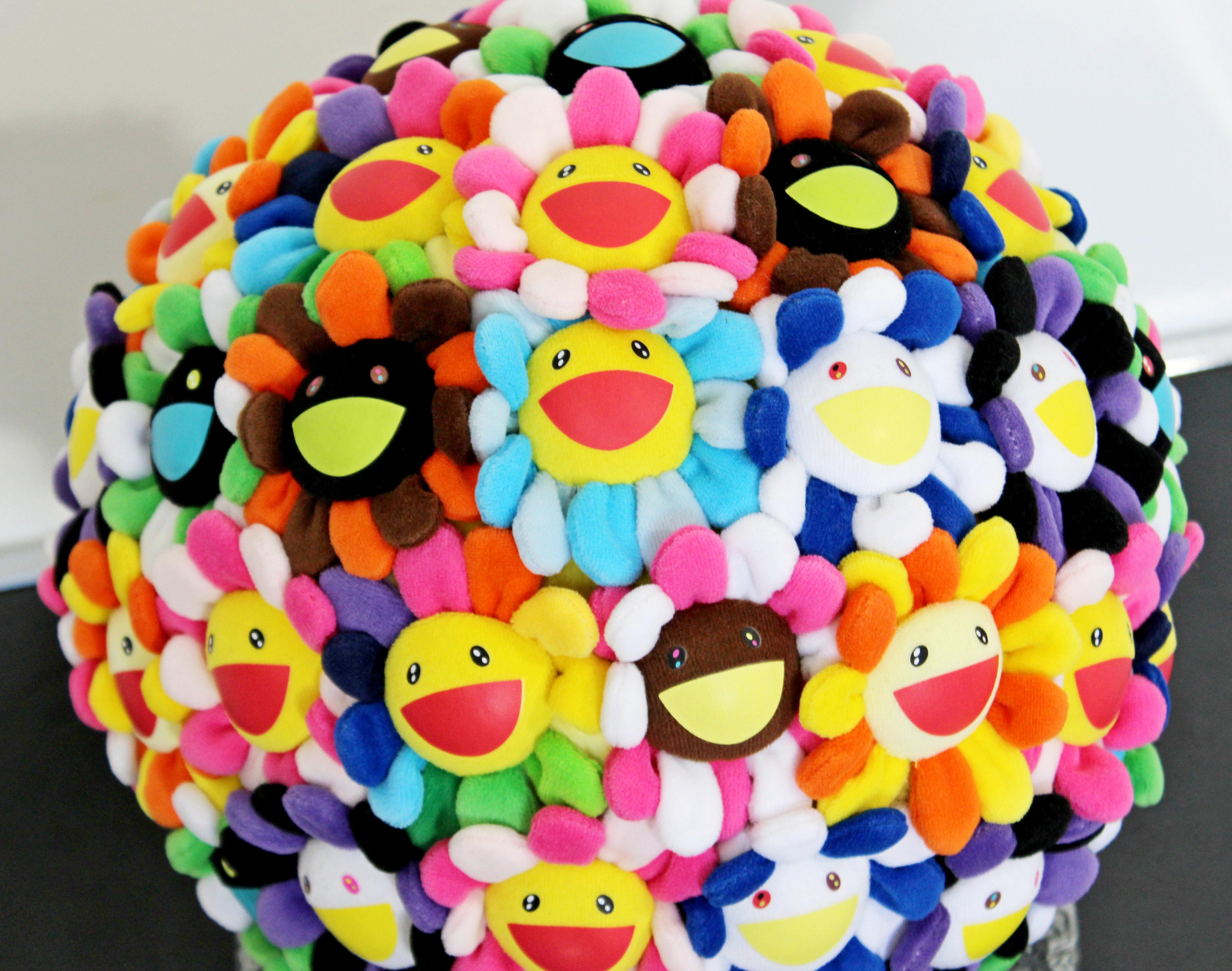 For your consideration is a phenomenally whimsical, plush, polyester flowerball, by Takashi Murakami, certified and numbered 95/300, circa 2008. In mint condition. The dimensions are 11