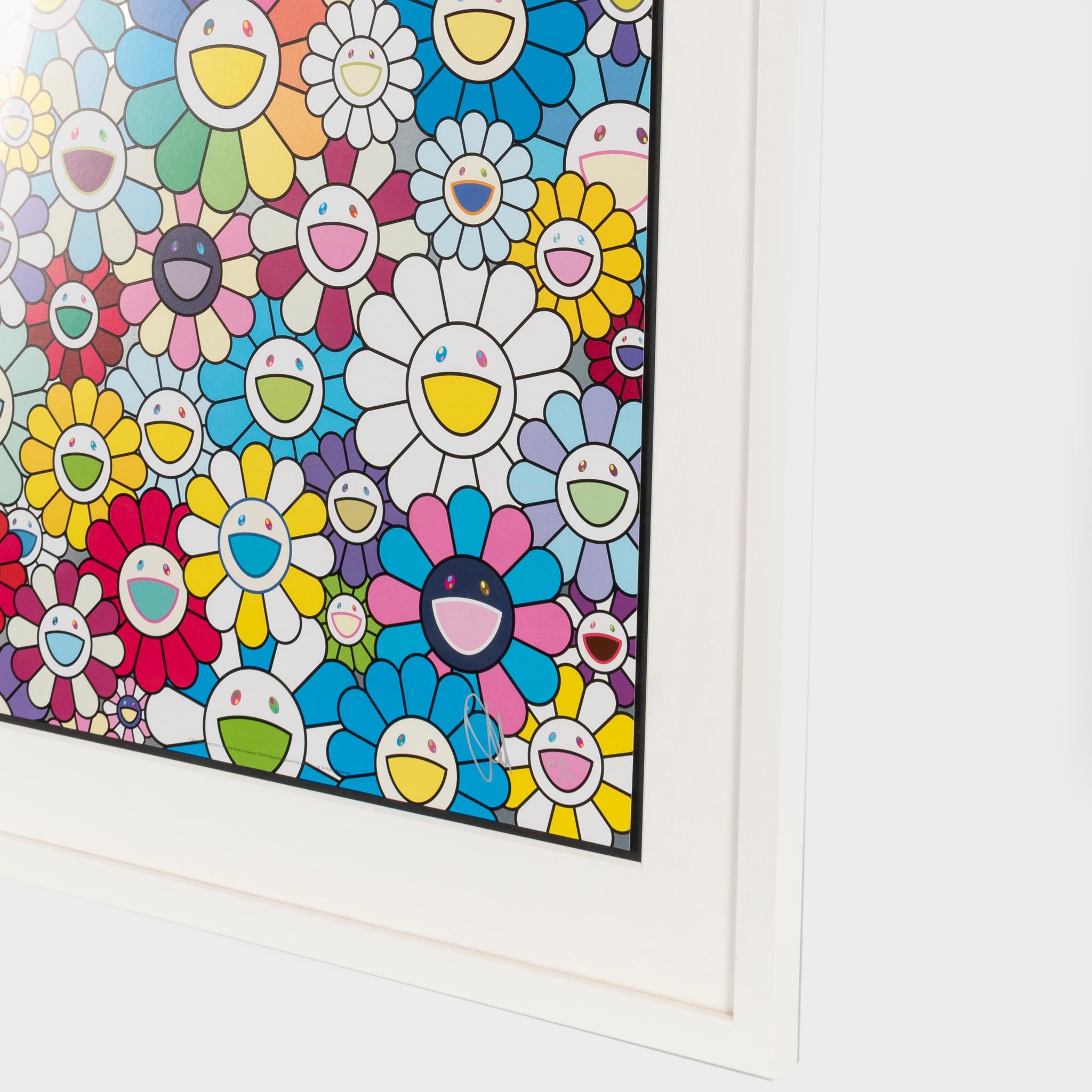 Un champ de fleurs Seeen depuis l'escalier du ciel - Print de Takashi Murakami