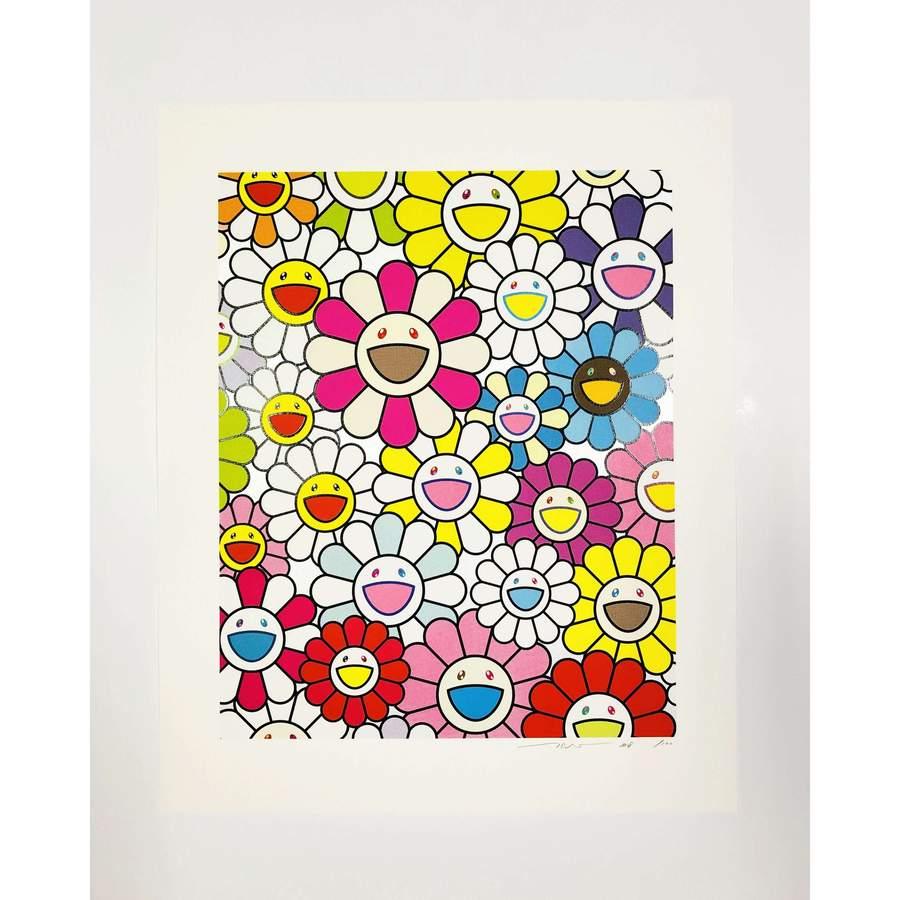 Takashi Murakami Print - A Little Flower Painting: Pink, Purple and Many Other Colors
