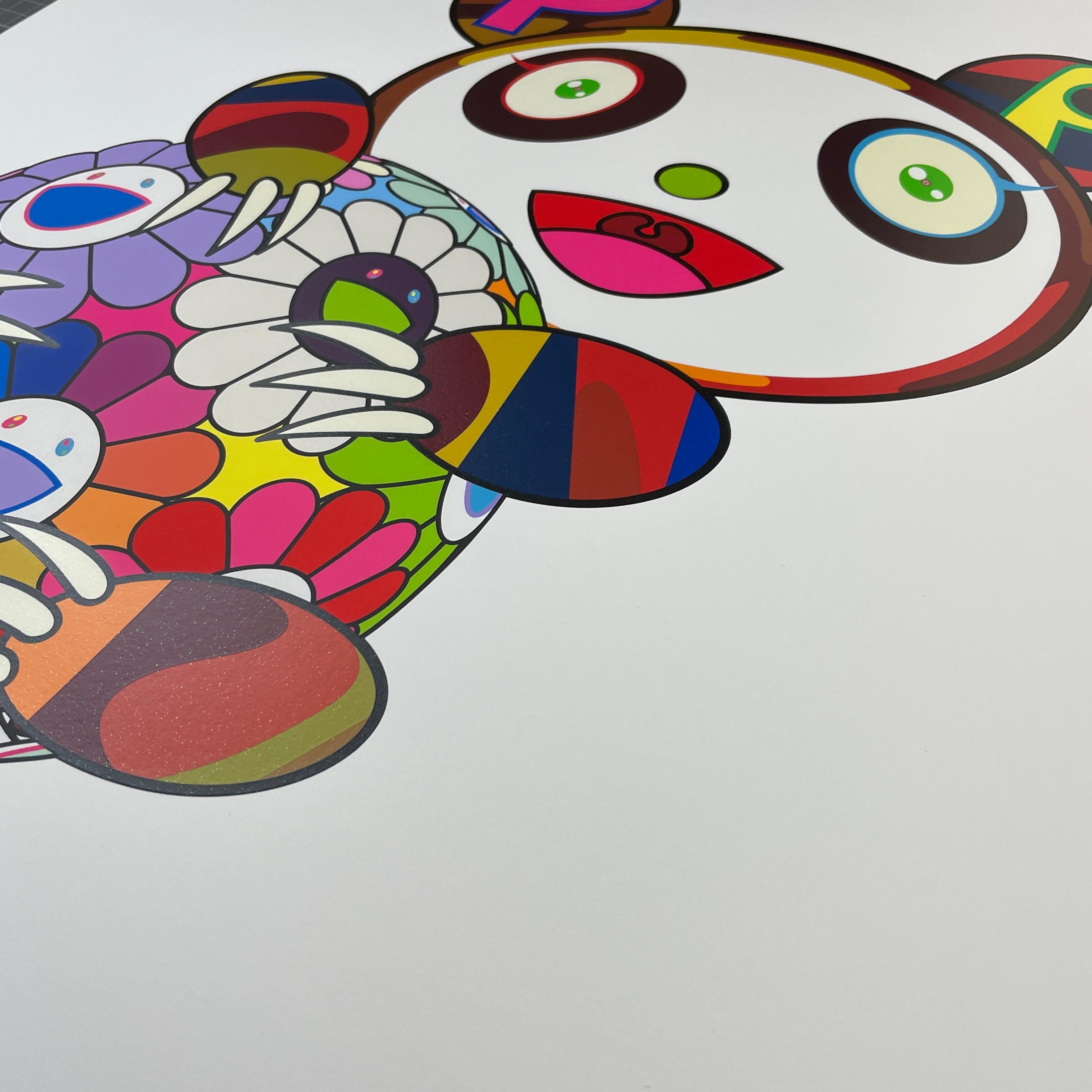 Artist: Takashi Murakami
Title: A Panda Cub Hugging a Ball of Flowers
Year: 2021
Edition: 100
Size: 500 x 500mm (sheet size)
Medium: Silkscreen

This is hand signed by Takashi Murakami.

Note: This will be shipped from Japan so the buyer is