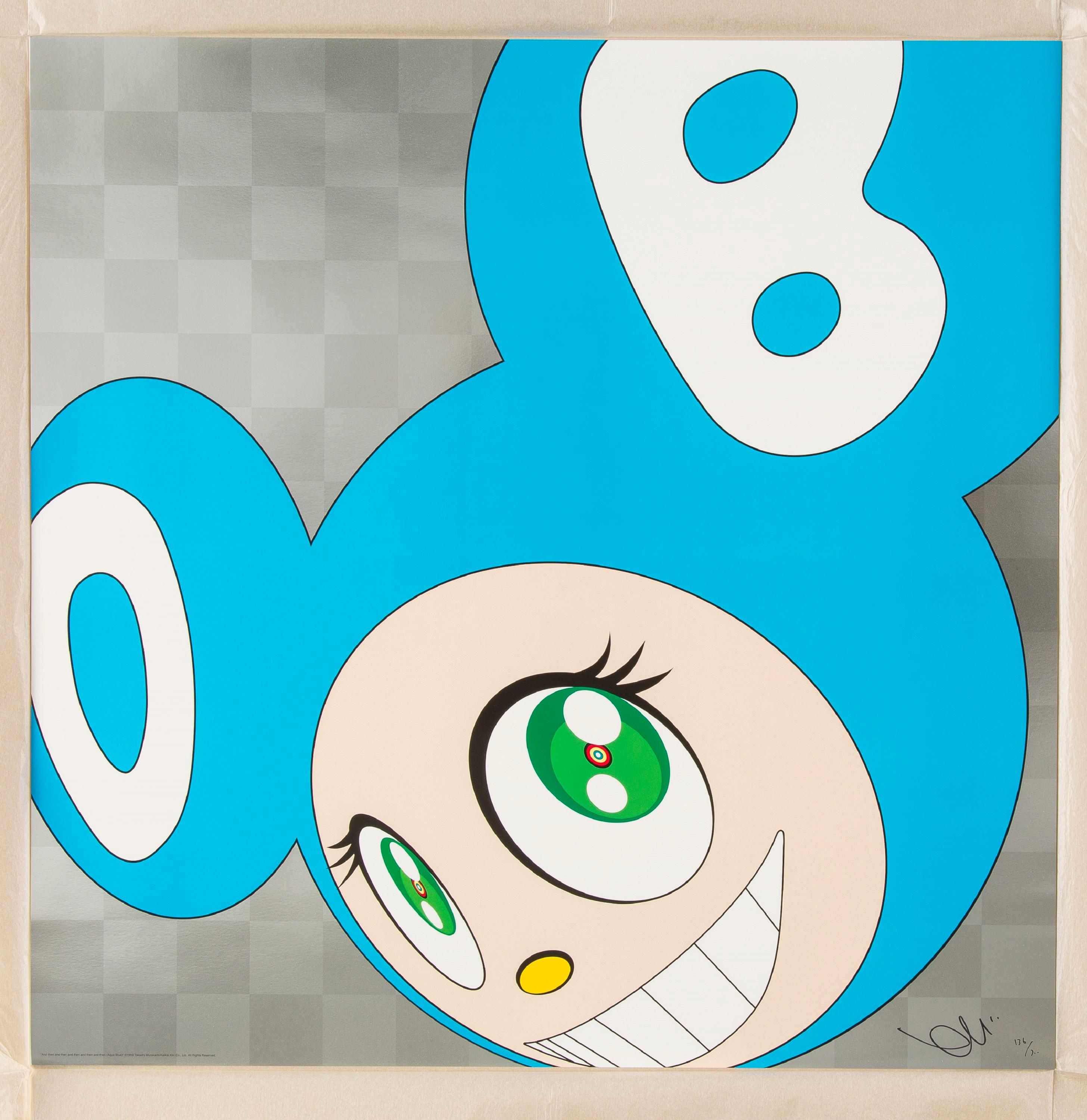 Takashi Murakami Figurative Print - And then and then... (aqua blue) Limited Edition (print) by Murakami signed 