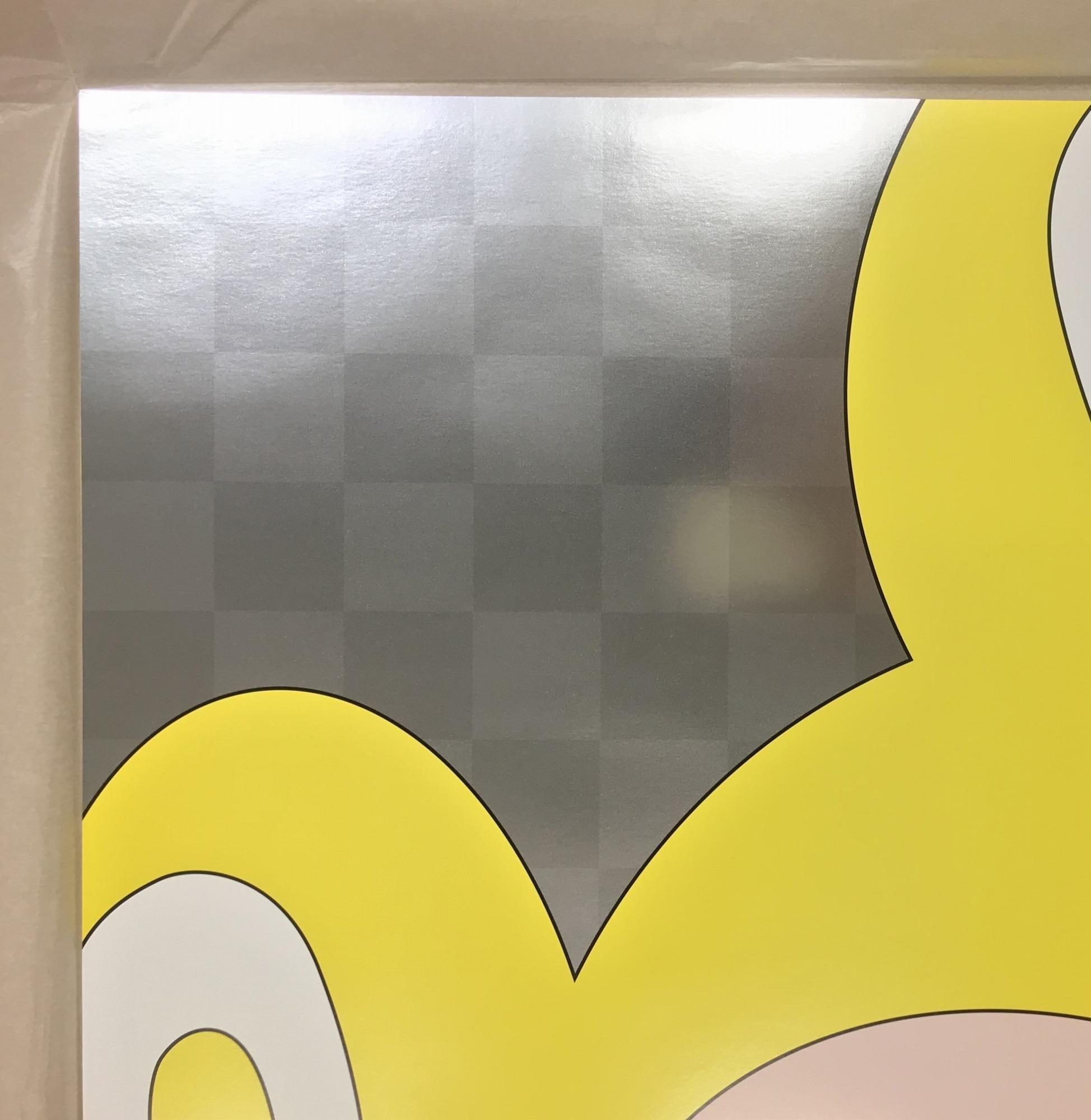 Et puis et puis et puis et puis et puis (Jaune), 1999 de Takashi Murakami
Impression offset, à l'encre argentée, signée et numérotée par l'artiste.
26 4/5 × 26 4/5 in
68 × 68 cm
Edition 135/300

Le design de Mr. DOB a été inspiré par plusieurs