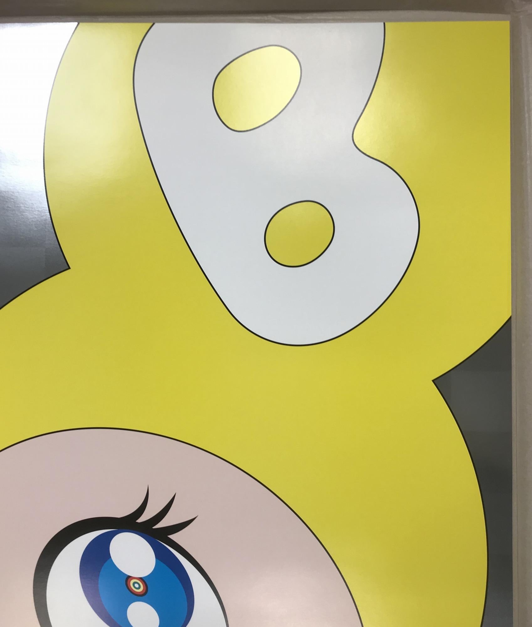 And Then and then and then and then and then (Yellow), 1999 by Takashi Murakami
Offset print, in silver ink signed and numbered by the artist
26 4/5 × 26 4/5 in
68 × 68 cm
Edition 135/300

The design for Mr. DOB was inspired by several animated