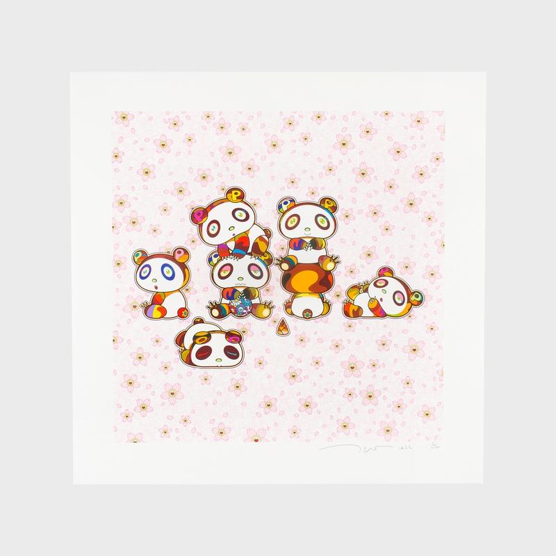 Baby-Pandas kuscheln Juhu! Limitierte Auflage von 100 Stück, signiert und nummeriert von Murakami – Print von Takashi Murakami