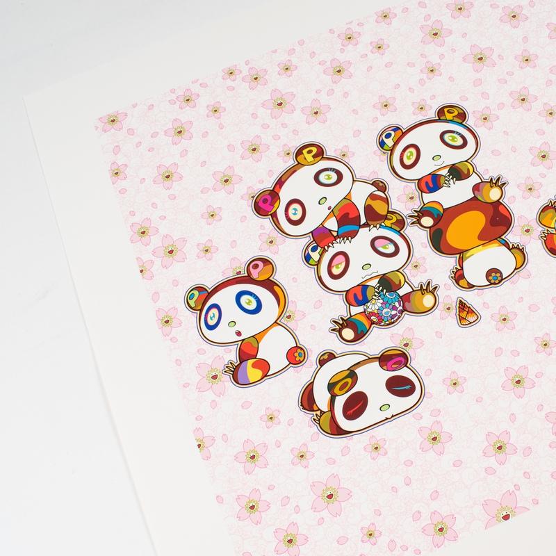 Baby-Pandas kuscheln Juhu! Limitierte Auflage von 100 Stück, signiert und nummeriert von Murakami (Grau), Figurative Print, von Takashi Murakami