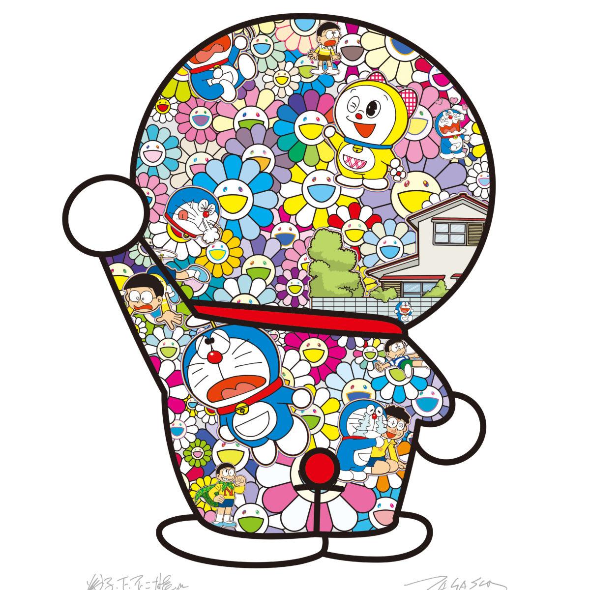 Doraemon in the Flower Garden - Print by Takashi Murakami