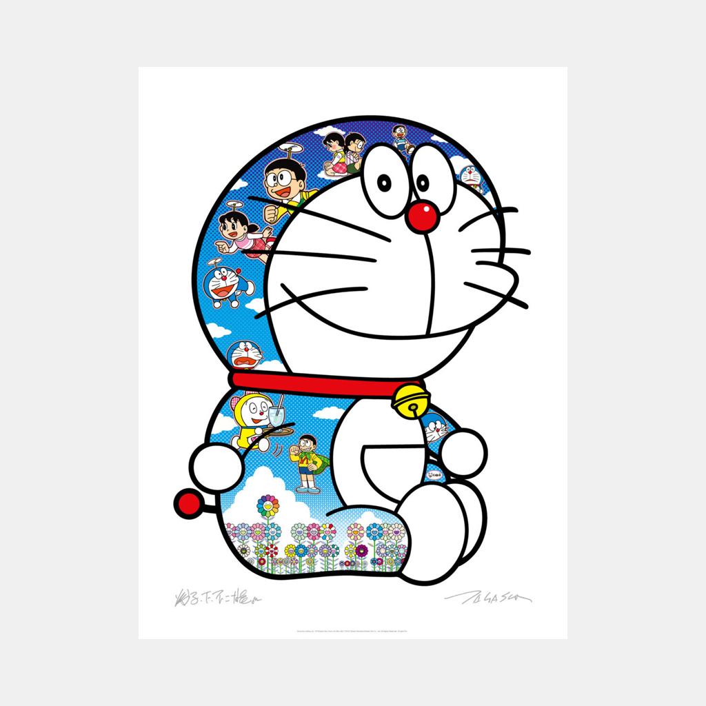 Doraemon Sitting Up: A Pleasant Day Under The Blue Sky - Print by Takashi Murakami