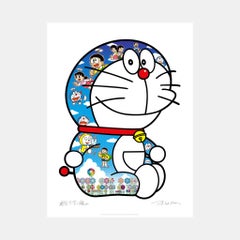 Doraemon assis : Une journée agréable sous le ciel bleu