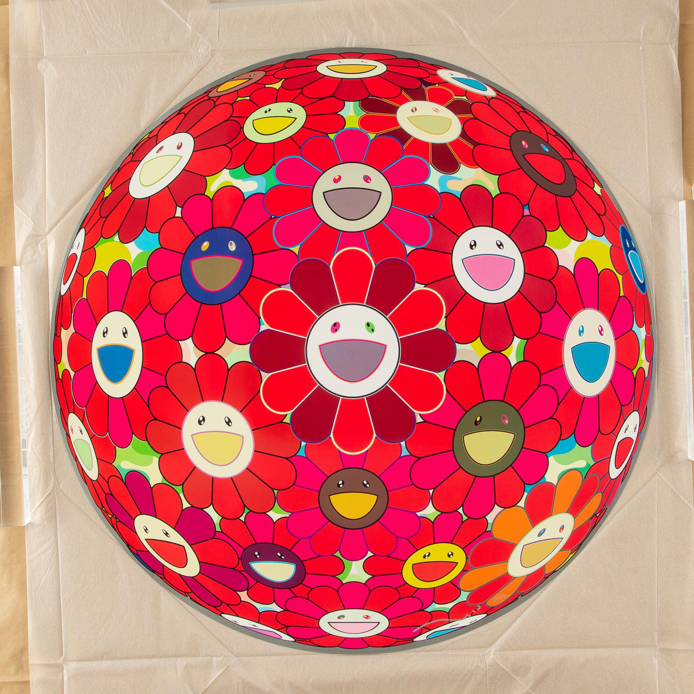 Flower Ball (3-D) Red Cliff Limited Edition (print) by Murakami signed, numbered - Print by Takashi Murakami