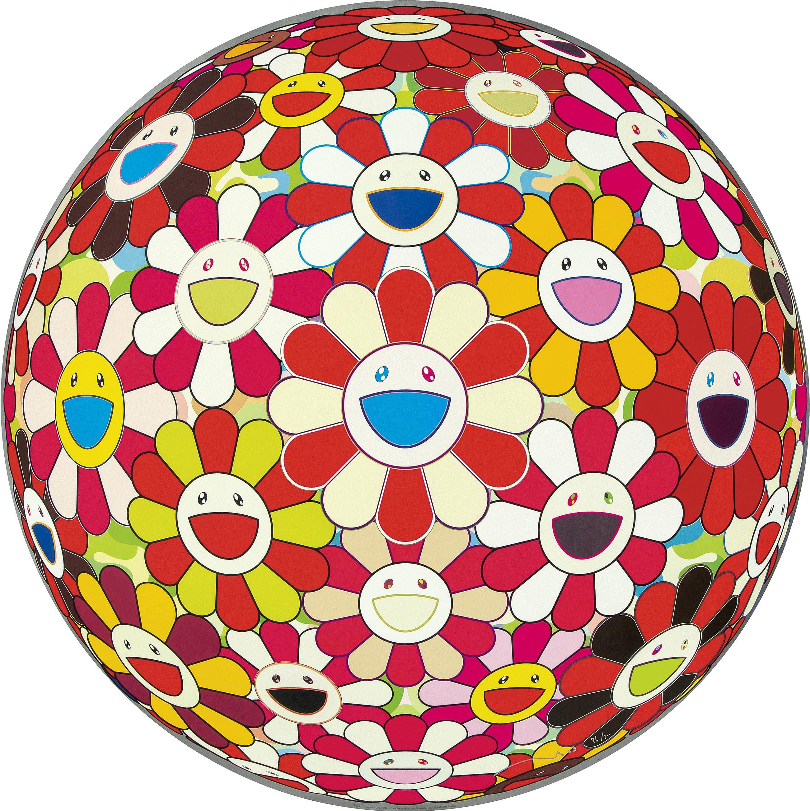 Takashi Murakami Figurative Print - Flower Ball-Goldfish Colors (3D). Limited Edition by Murakami signed, numbered
