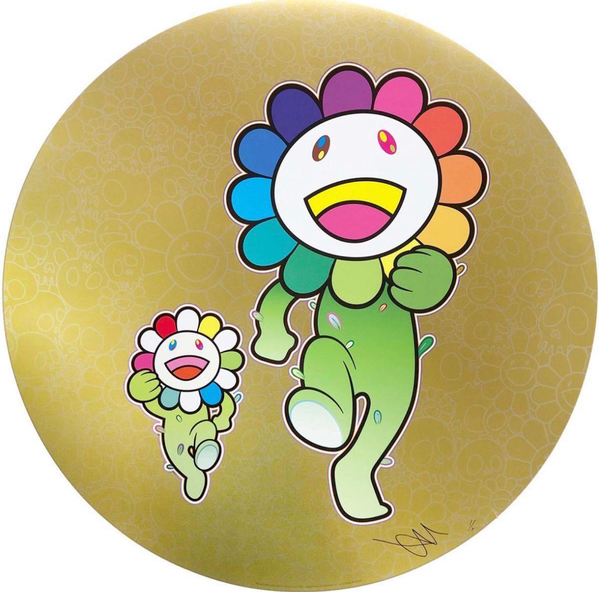 Takashi Murakami - Père et enfant en fleurs, Rum Pum ! (Takashi Murakami,  or, fleurs, Japon) En vente sur 1stDibs