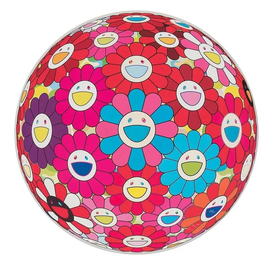 Flowerball (3D) – Blue, Red - Print by Takashi Murakami
