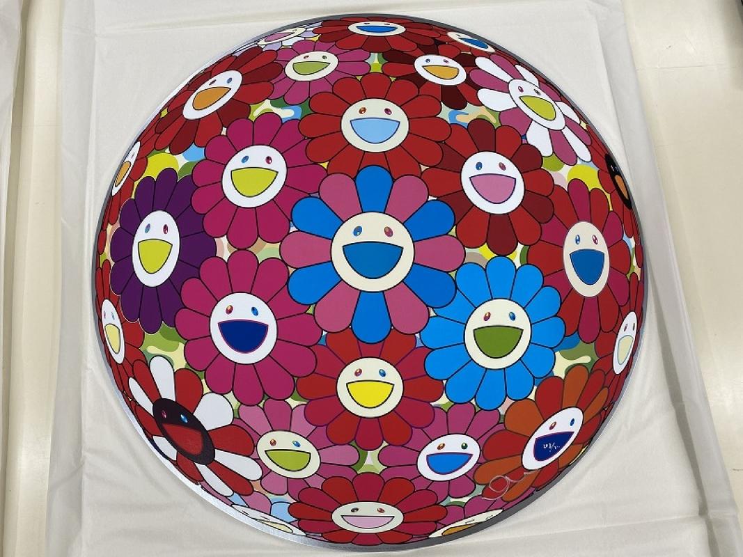 Bol à fleurs (3D) - Bleu, rouge. Édition limitée (impression) par  Takashi Murakami  en vente 1