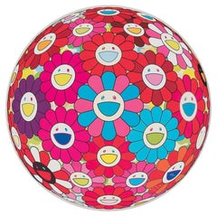Flowerball (3D) - Blue, Red. Limited Edition (print) by  Takashi Murakami 
