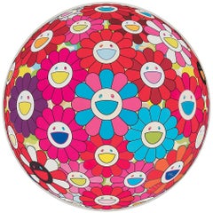 Flowerball (3D) - Blue, Red. Limited Edition (print) by  Takashi Murakami