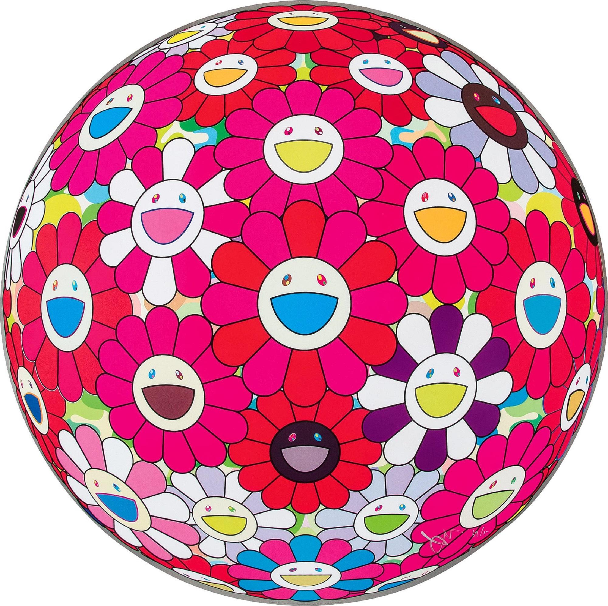 Flowerball (3D) - Werde rot! Limitierte Auflage (Druck) Murakami signiert und nummeriert