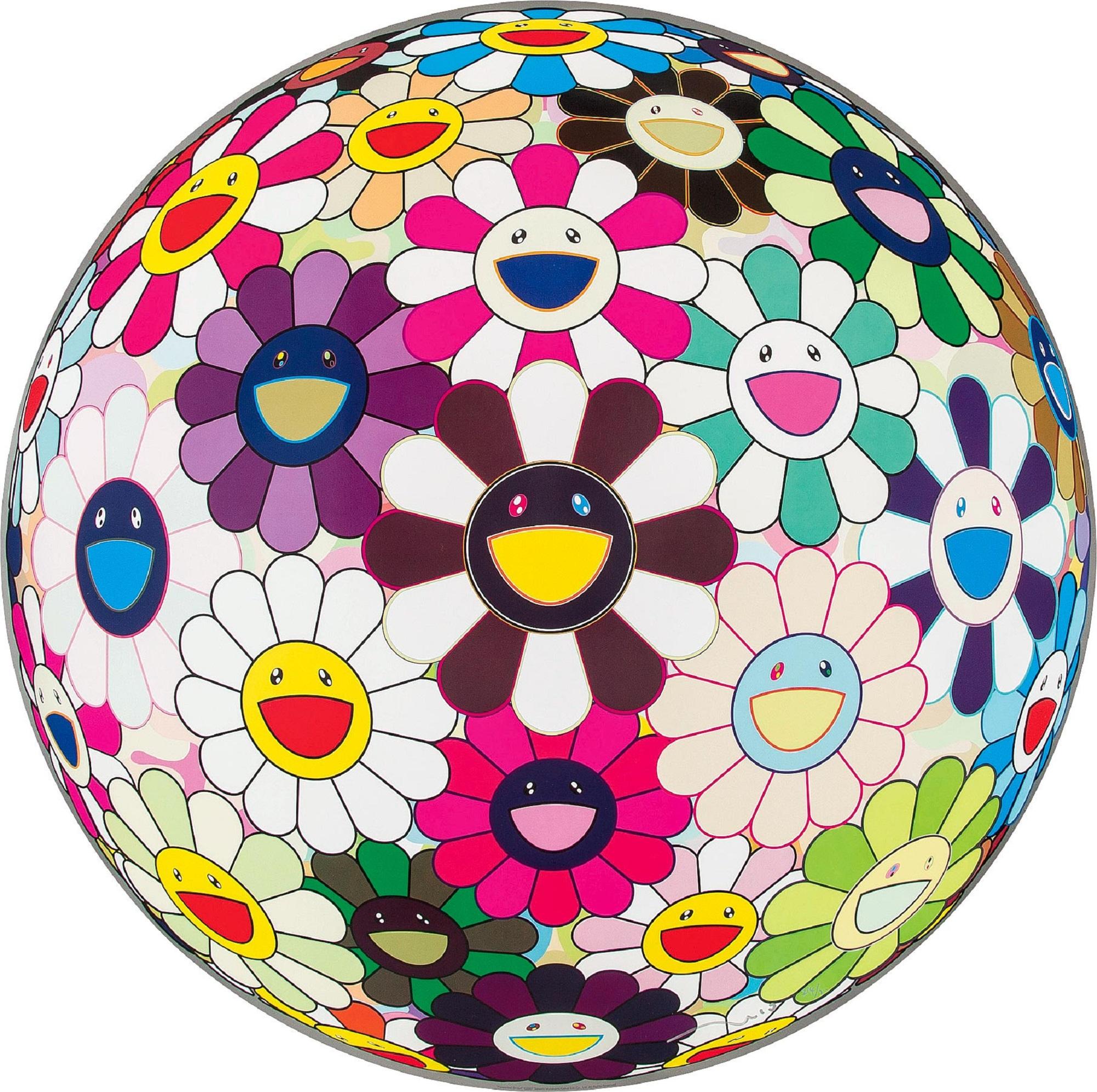 Takashi Murakami Figurative Print - Flowerball Brown. Limited Edition (print) by Murakami signed and numbered.