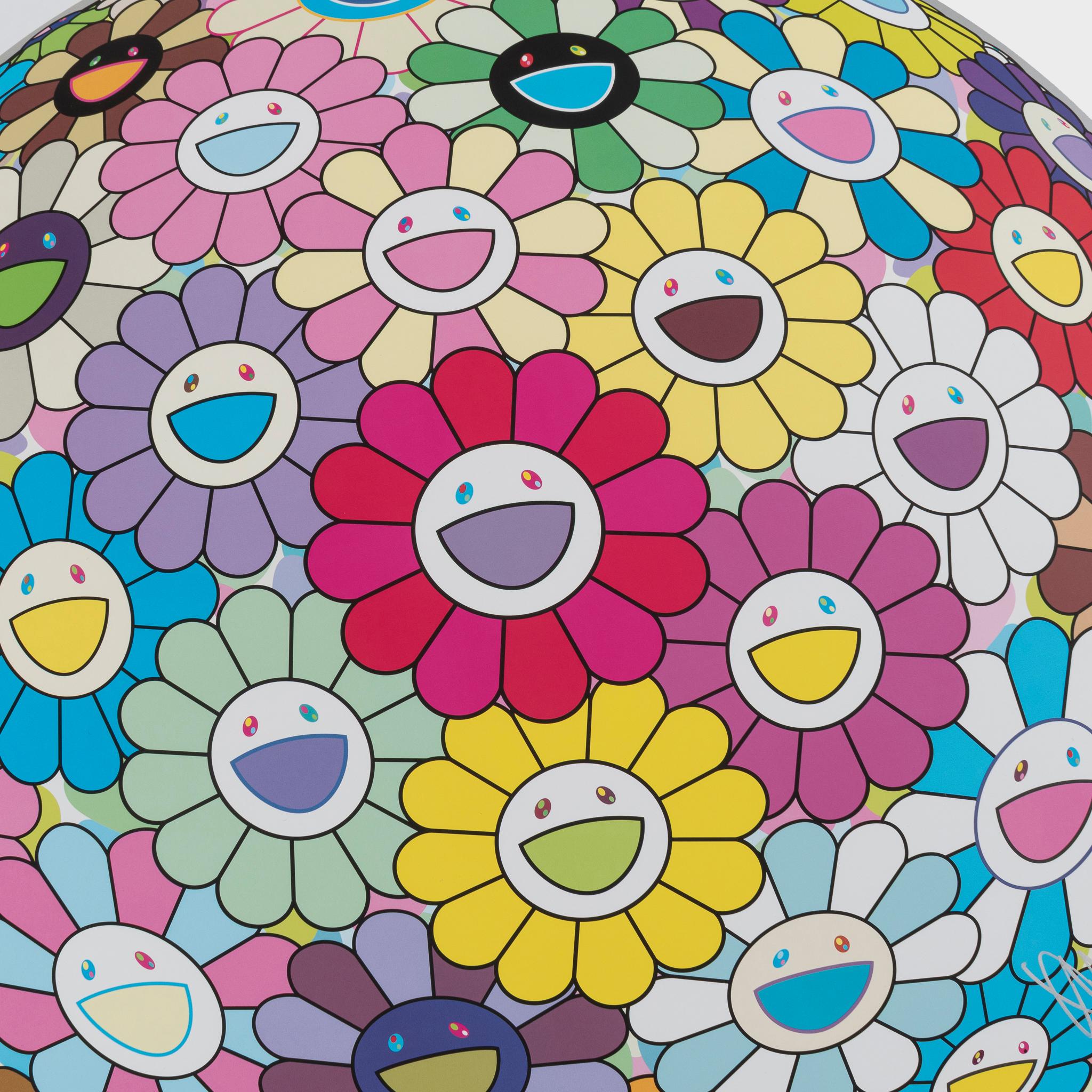 Flowerball: Colorful, Miracle, Sparkle - Beige Landscape Print by Takashi Murakami