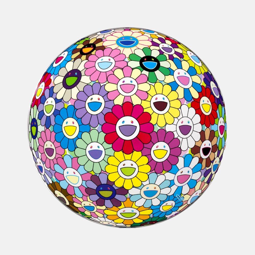 Landscape Print Takashi Murakami - boule de fleurs colorée, miracle, scintillante