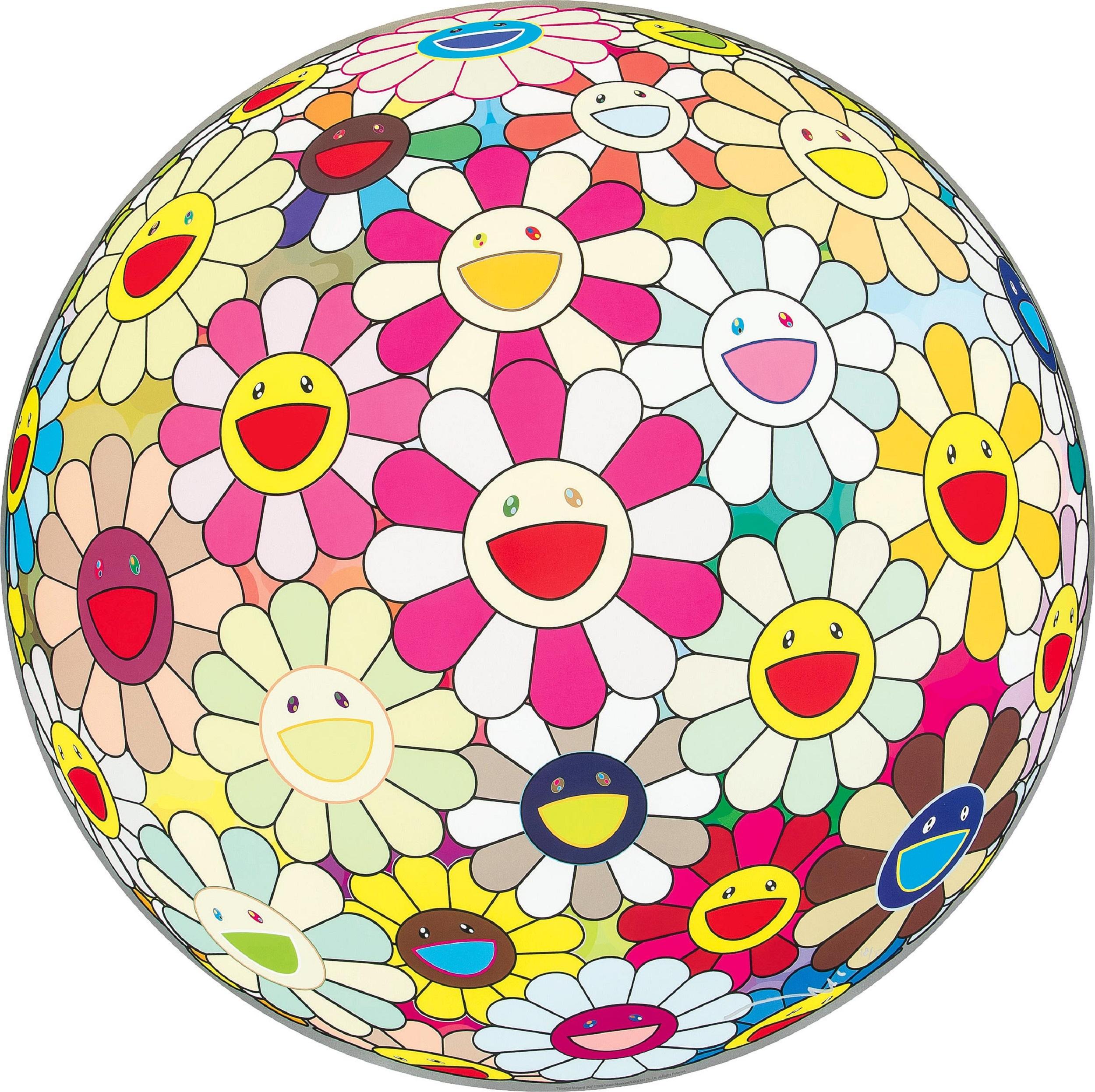 Flowerball Margareth (3D). Limited edition (print) by Murakami signed, numbered