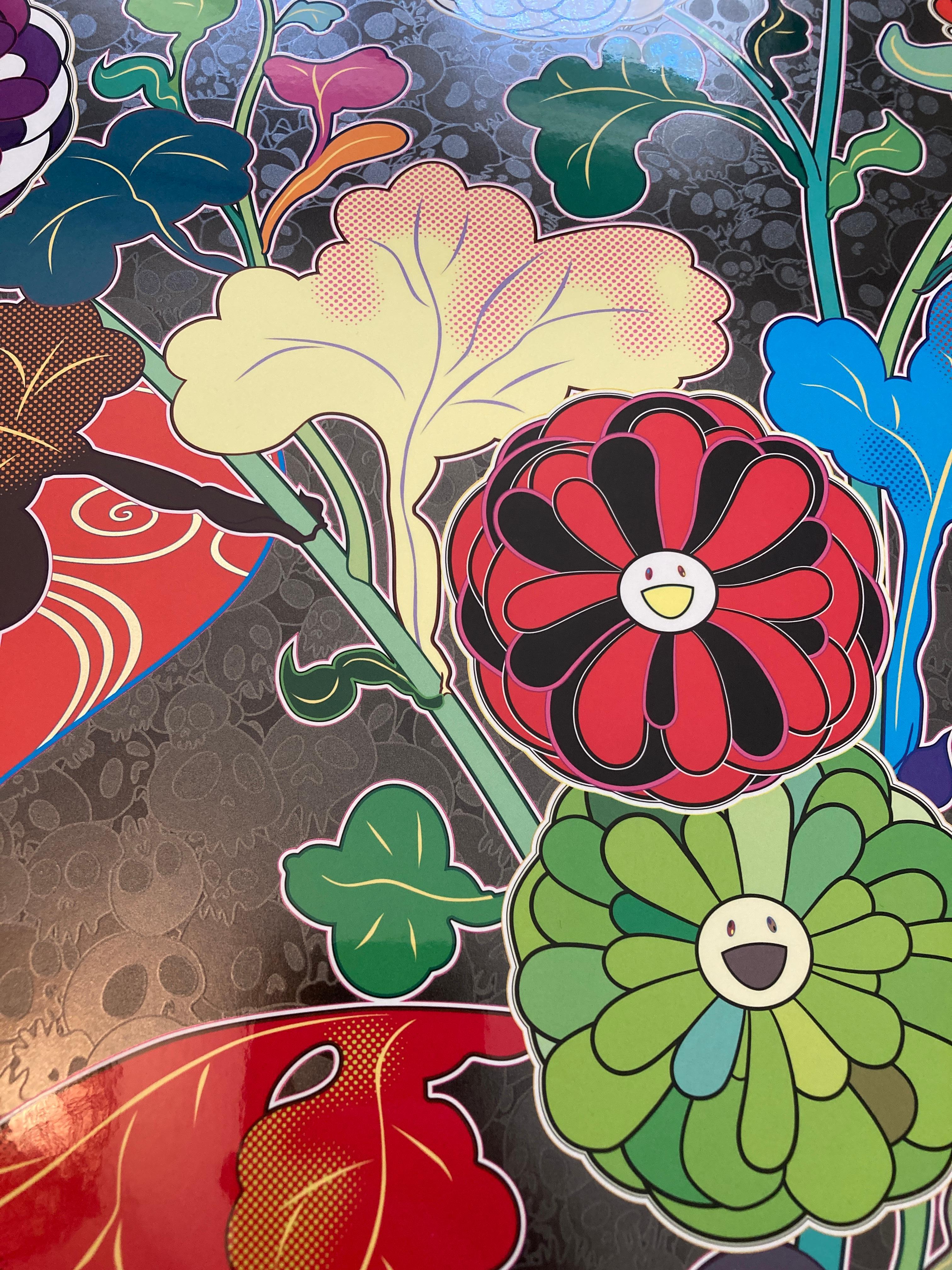 Takashi Murakami (geb. 1962)
Blühende Blumen auf der Insel der Toten, 2022
Offsetlithografie in Farben auf glattem Velinpapier
28 Zoll (71,1 cm) Durchmesser (Blatt)
Ed. 102/300
Signiert und nummeriert in Tinte unten rechts
Herausgegeben von Kaikai