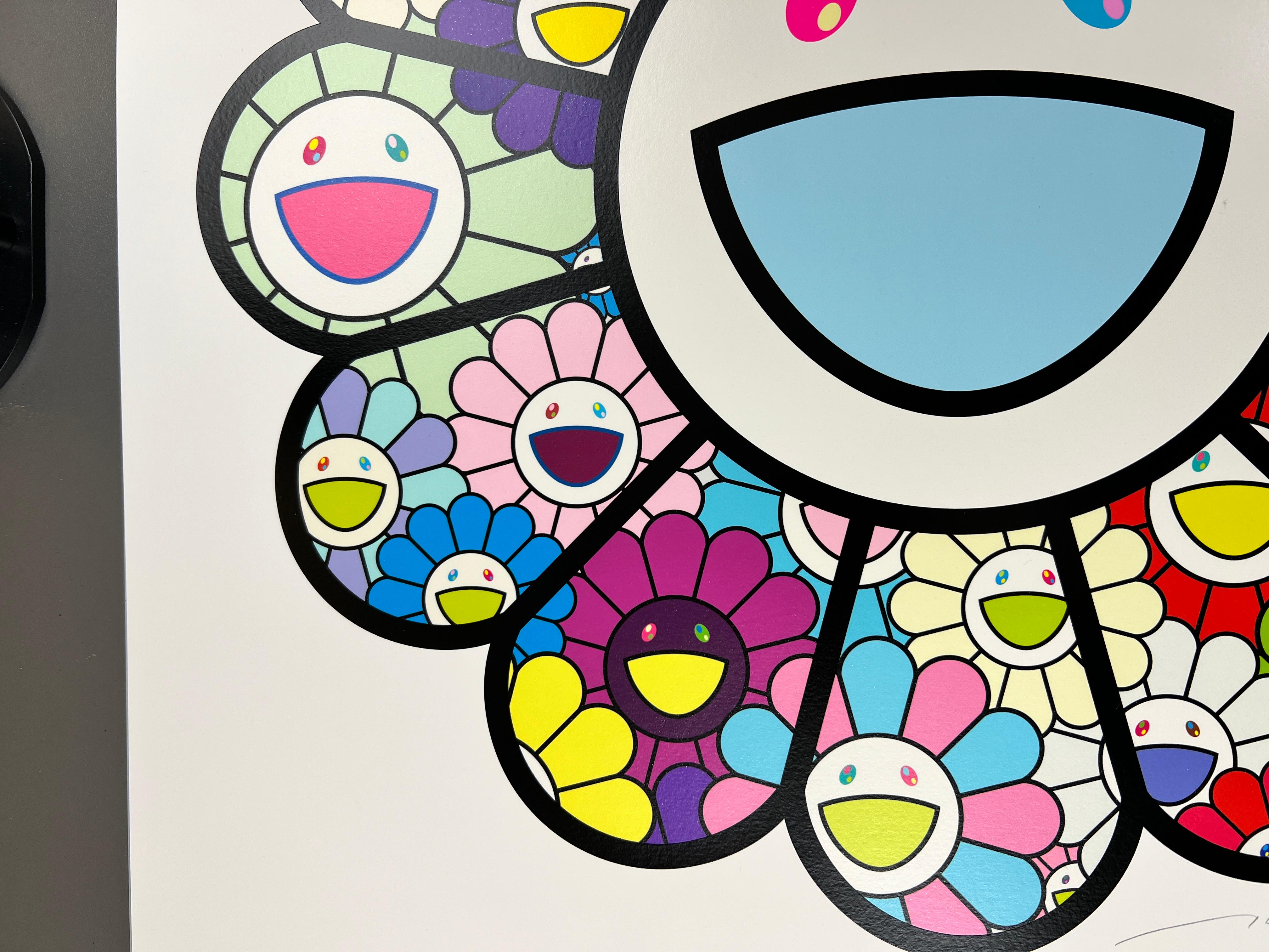 Artist: Takashi Murakami
Title: Flowers in Pastel Colors
Year: 2022
Edition: 100
Size: 500 x 500mm (sheet size)
Medium: Archival pigment print + Silkscreen

This is hand signed by Takashi Murakami.

Note: This will be shipped from Japan so the buyer