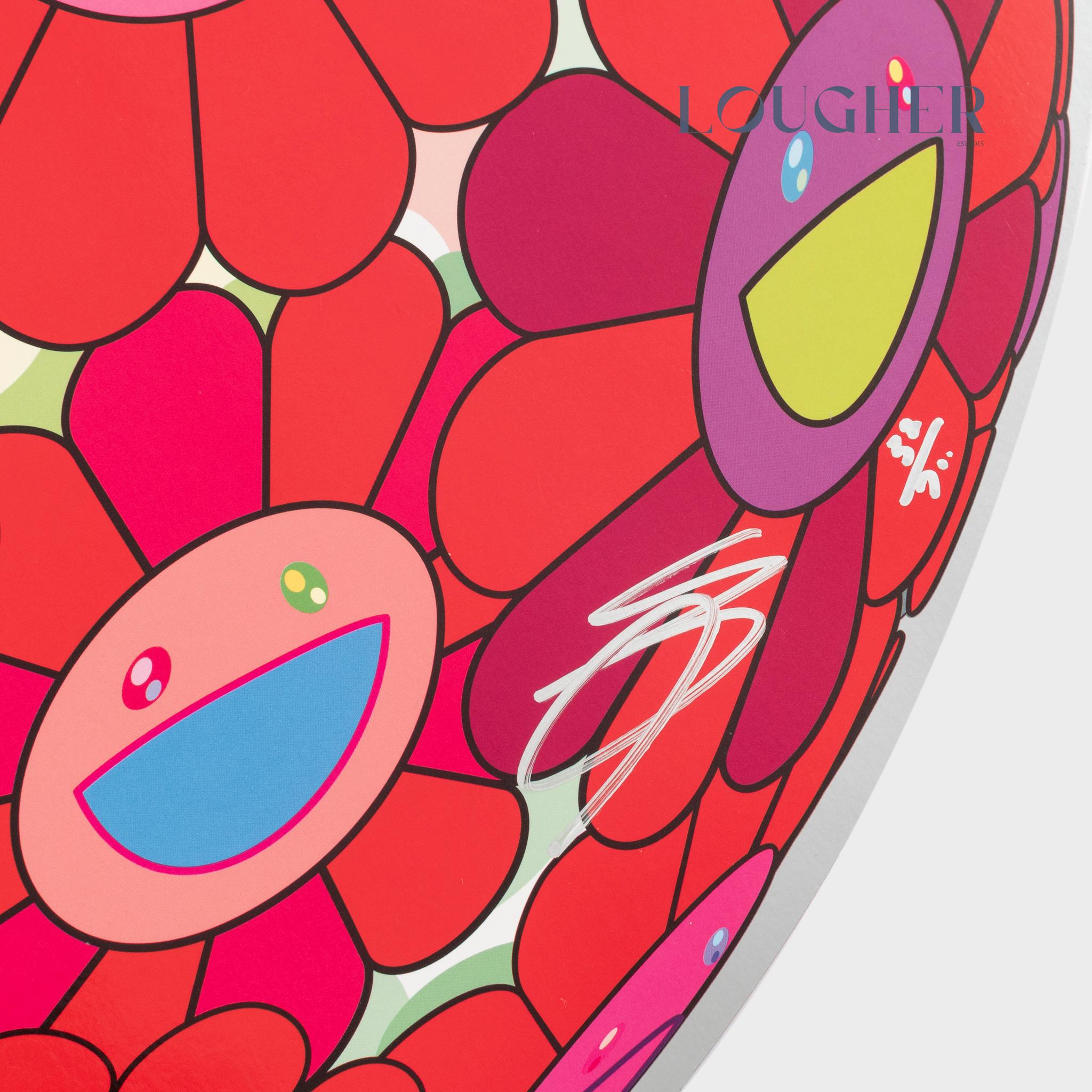 Flores de Gratitud - Landscape Print Rojo de Takashi Murakami