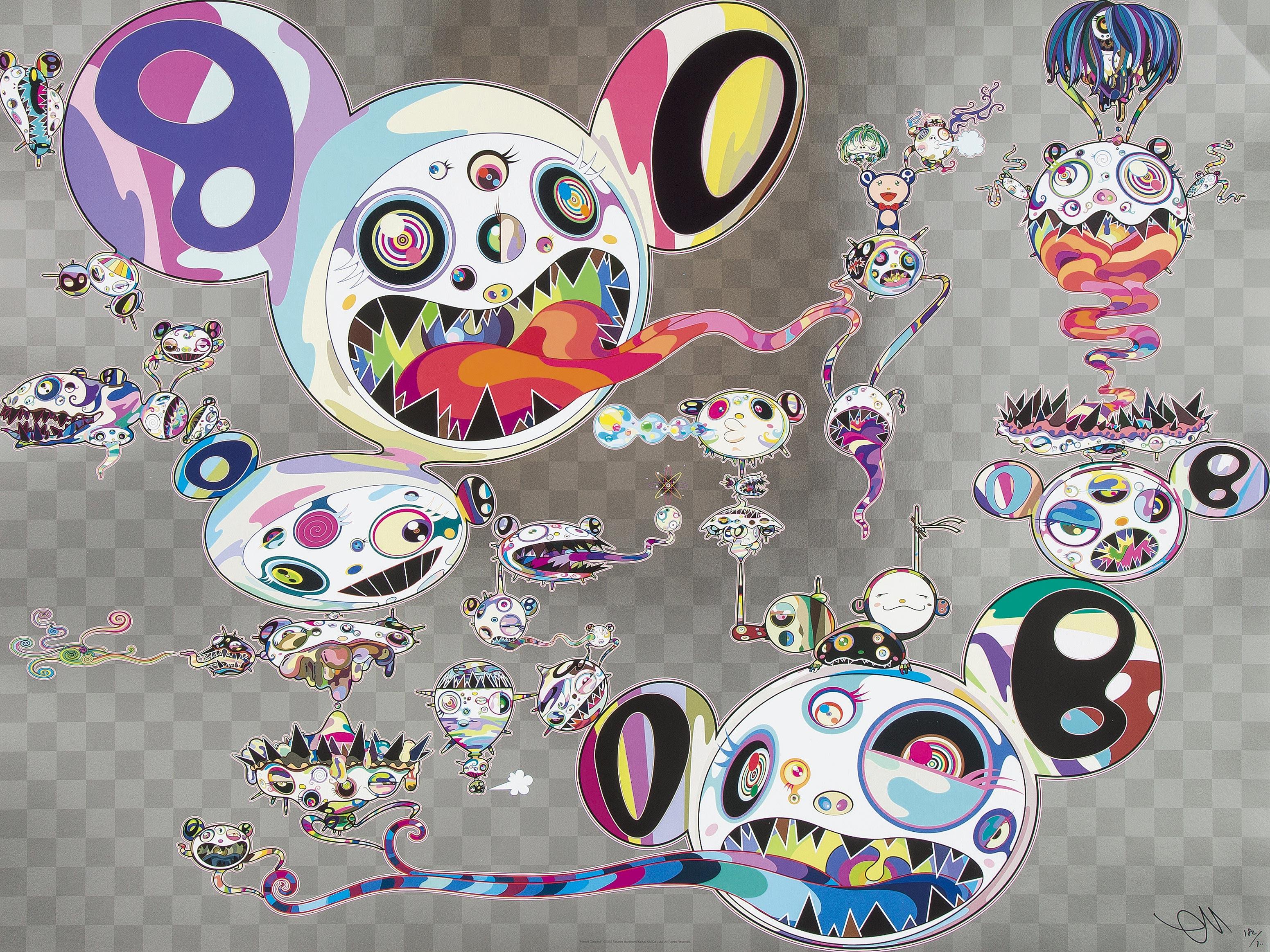 Hands clasped. Limited Edition (print) by Takashi Murakami signed, numbered