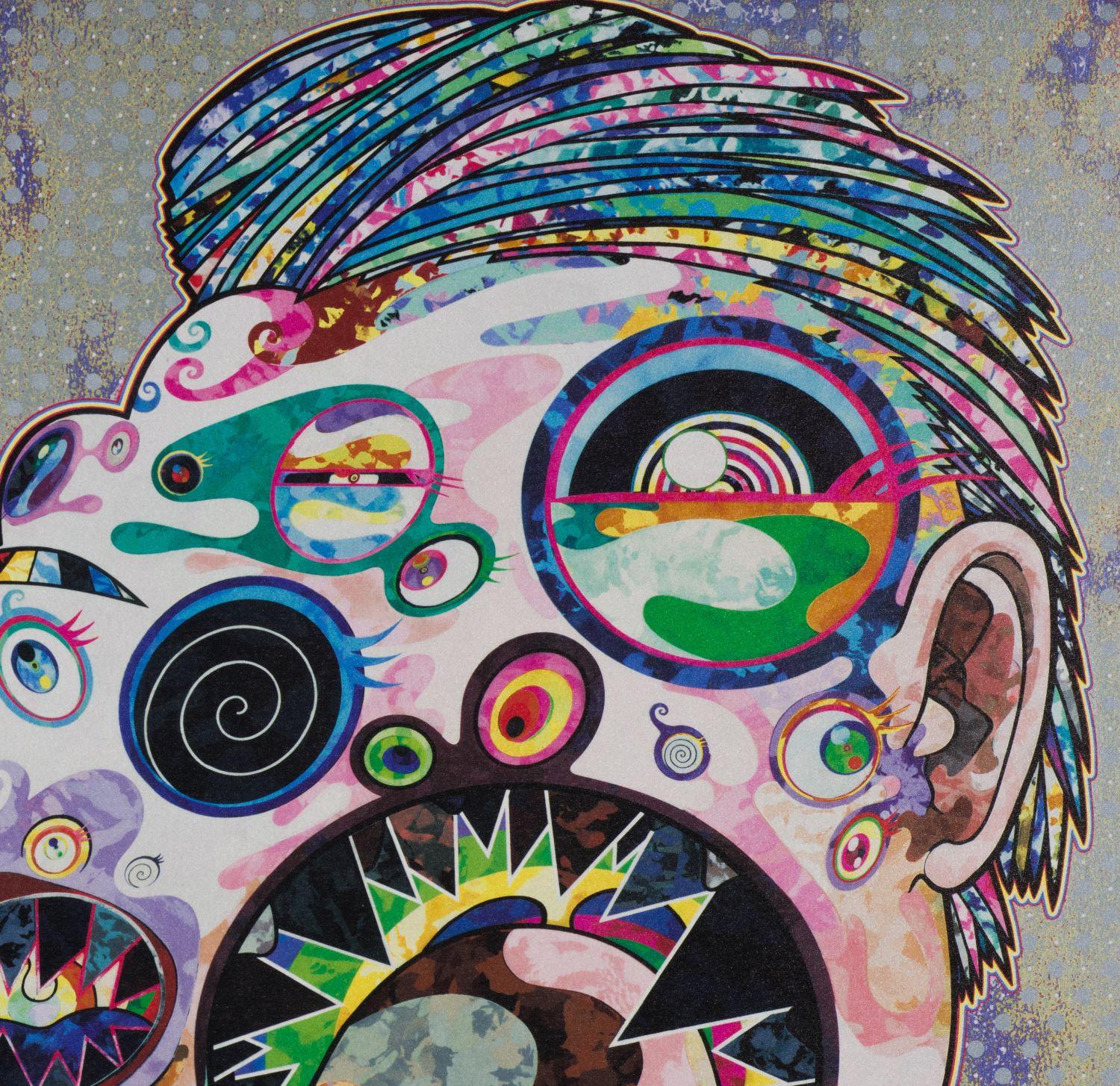 Homage to Francis Bacon (Study for Head of George Dyer, moire) - Contemporary Print by Takashi Murakami