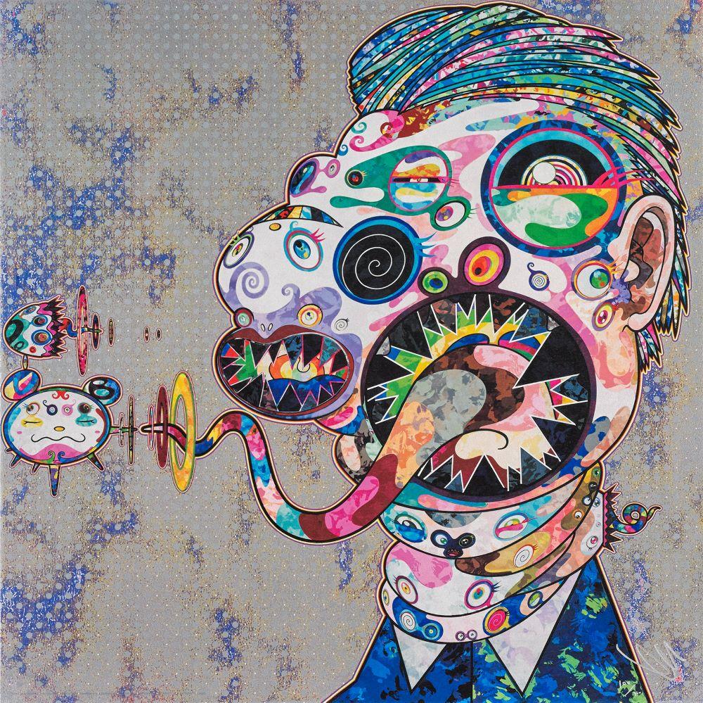 Homage to Francis Bacon (Study for Head of George Dyer, moire) - Print by Takashi Murakami