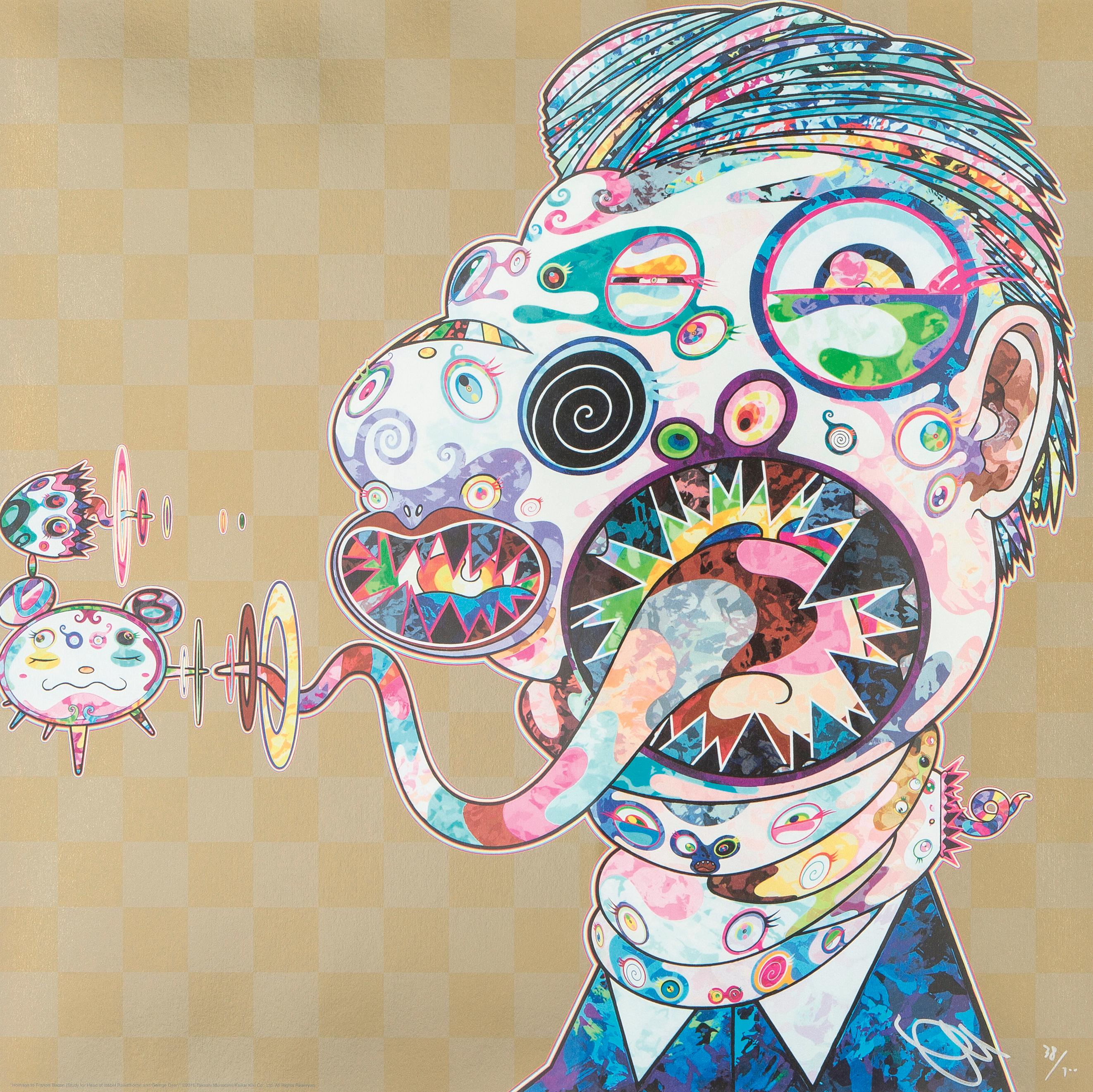 Takashi Murakami Portrait Print - Homage to Francis Bacon (Study for Head of George Dyer). Print by Murakami