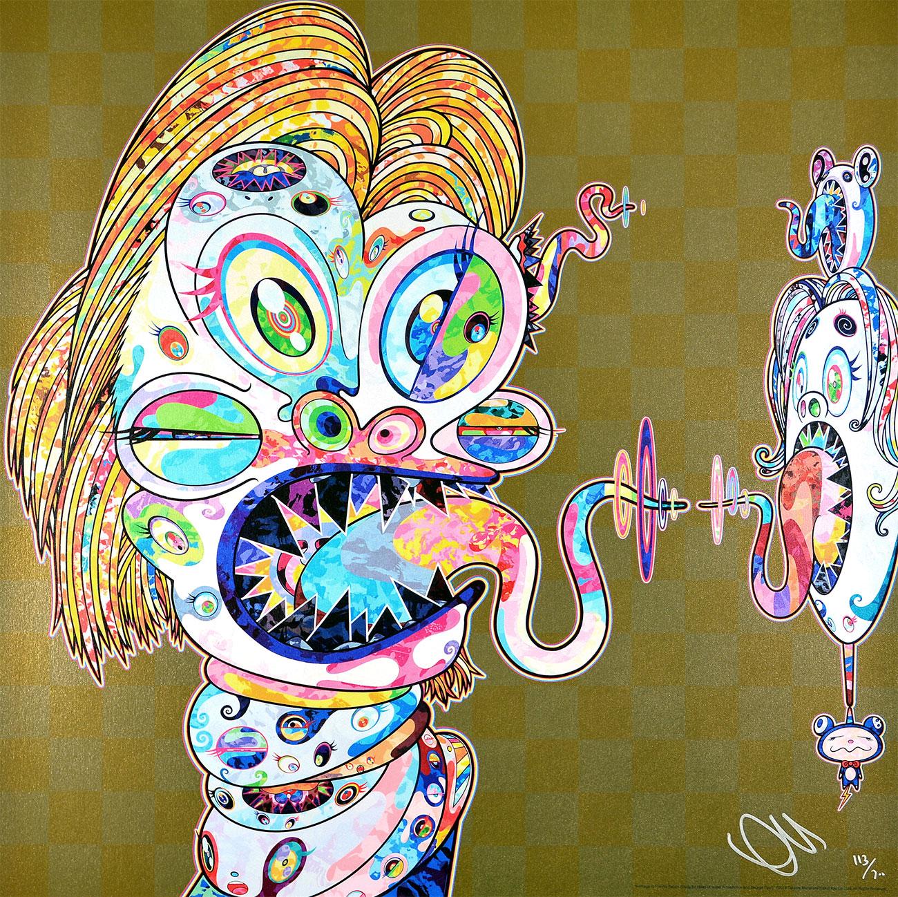 Figurative Print Takashi Murakami - HOMAGE TO FRANCIS BACON : STUDY FOR HEAD OF ISABEL RAWSTHORNE Gold Superflat Pop