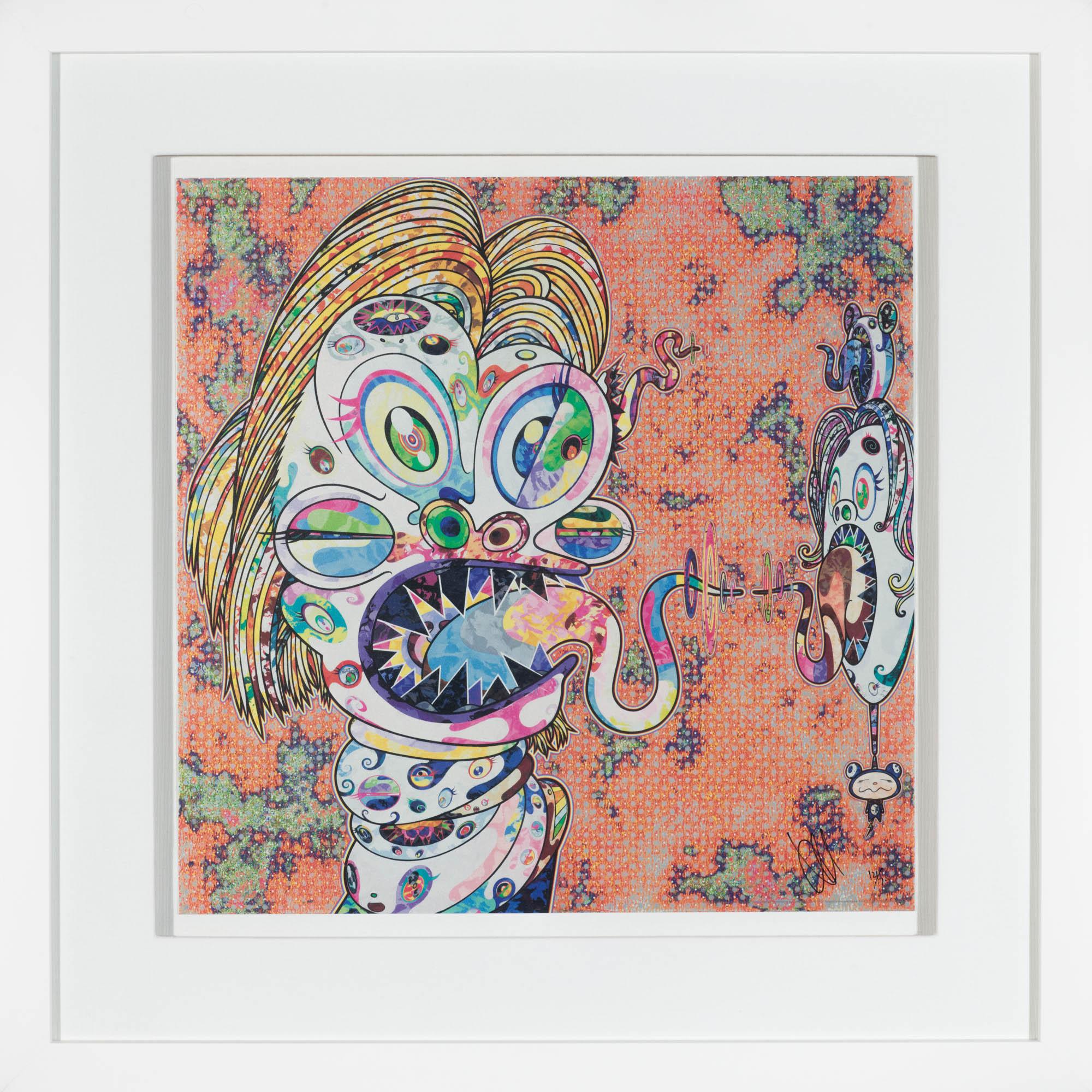 Homage to Francis Bacon (Study for Head of Isabel Rawsthorne, moiré) - Brown Figurative Print by Takashi Murakami