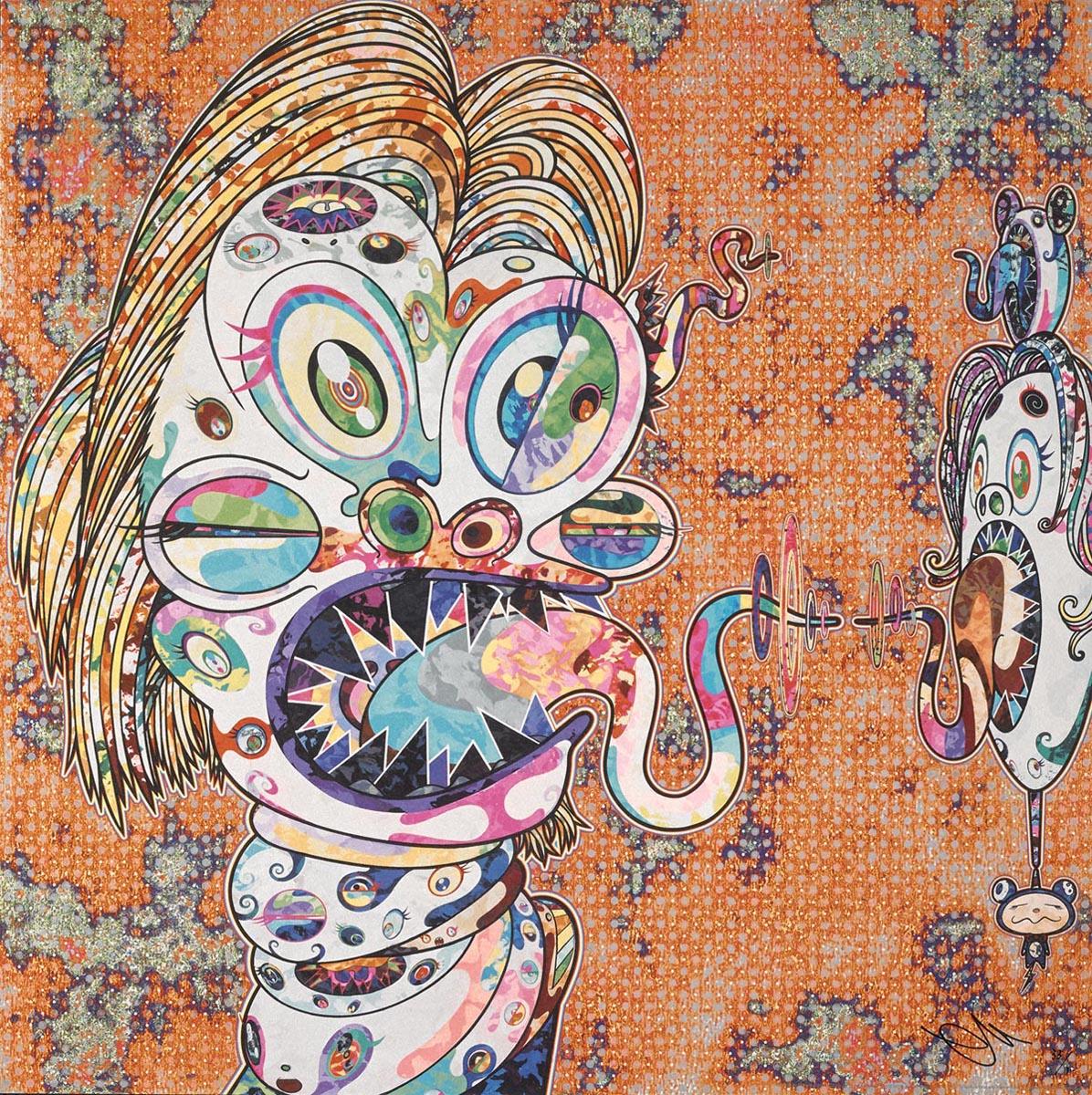 Takashi Murakami Figurative Print - Homage to Francis Bacon (Study for Head of Isabel Rawsthorne, moiré)