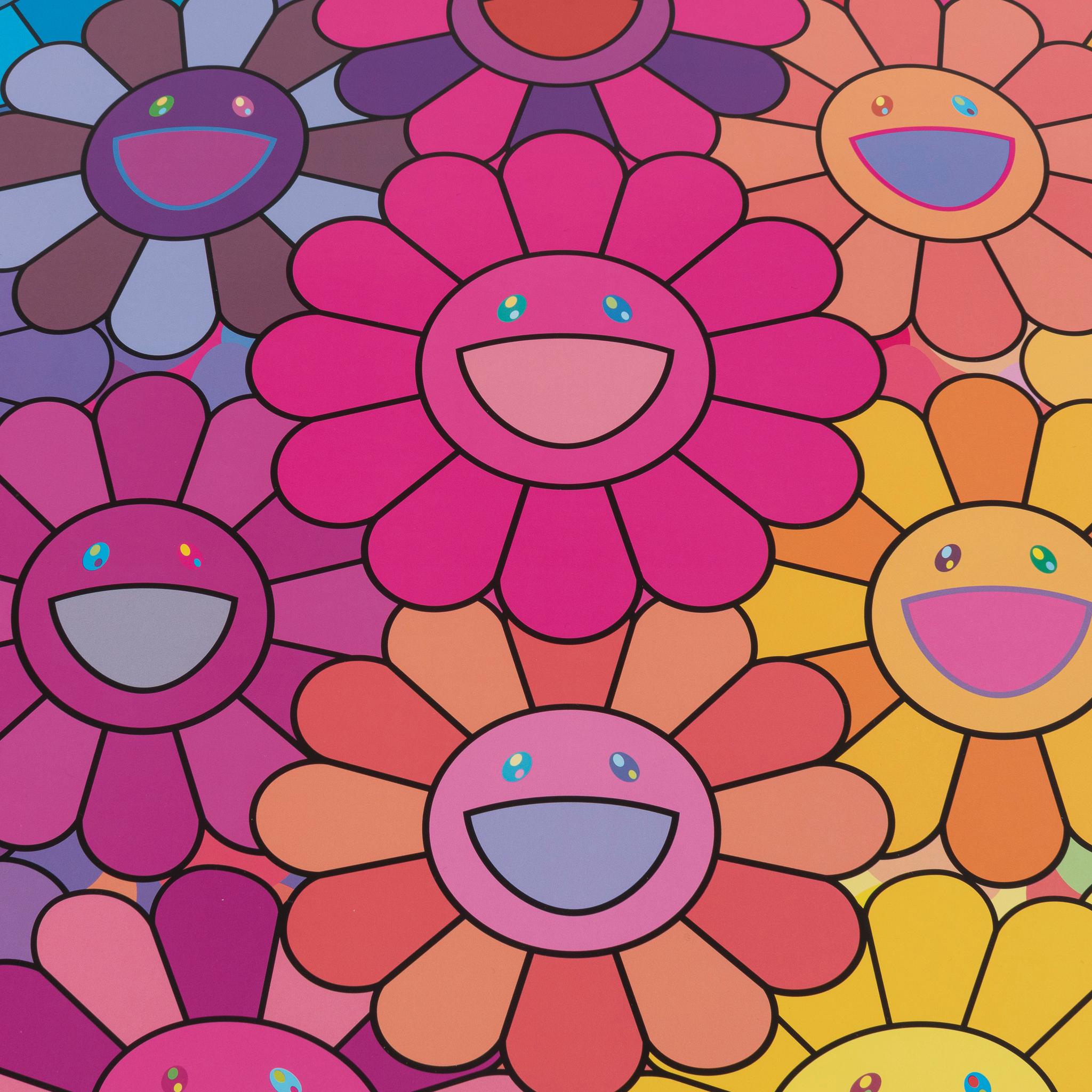 Inside the Rainbow’s Heart - White Landscape Print by Takashi Murakami