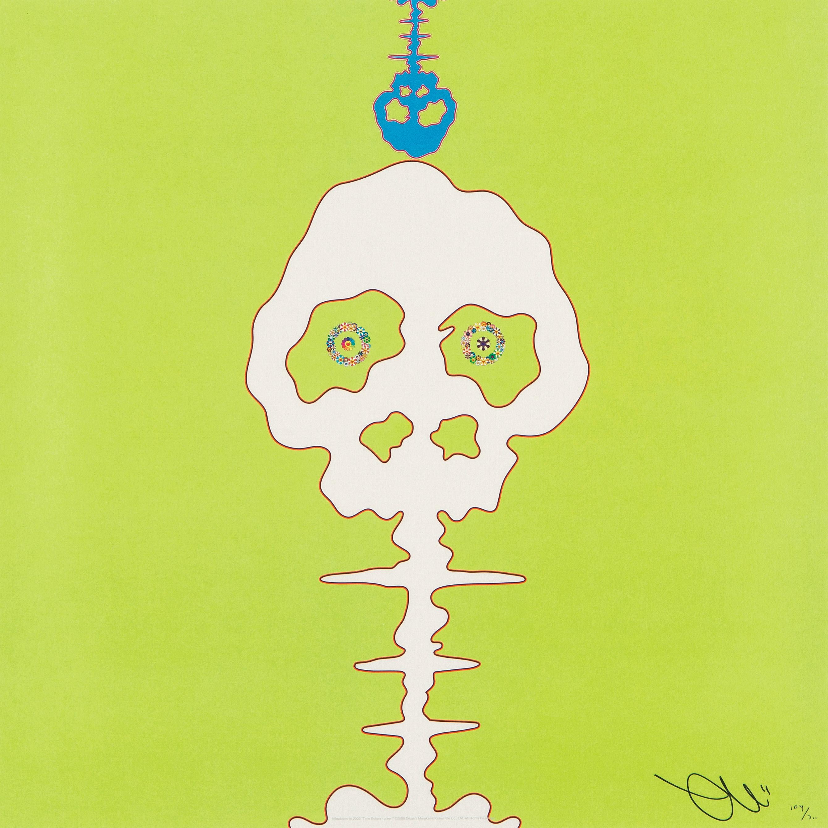 Takashi Murakami Figurative Print - Introduced in 2006 Time Bokan Green. Limited Edition (print) by Murakami signed