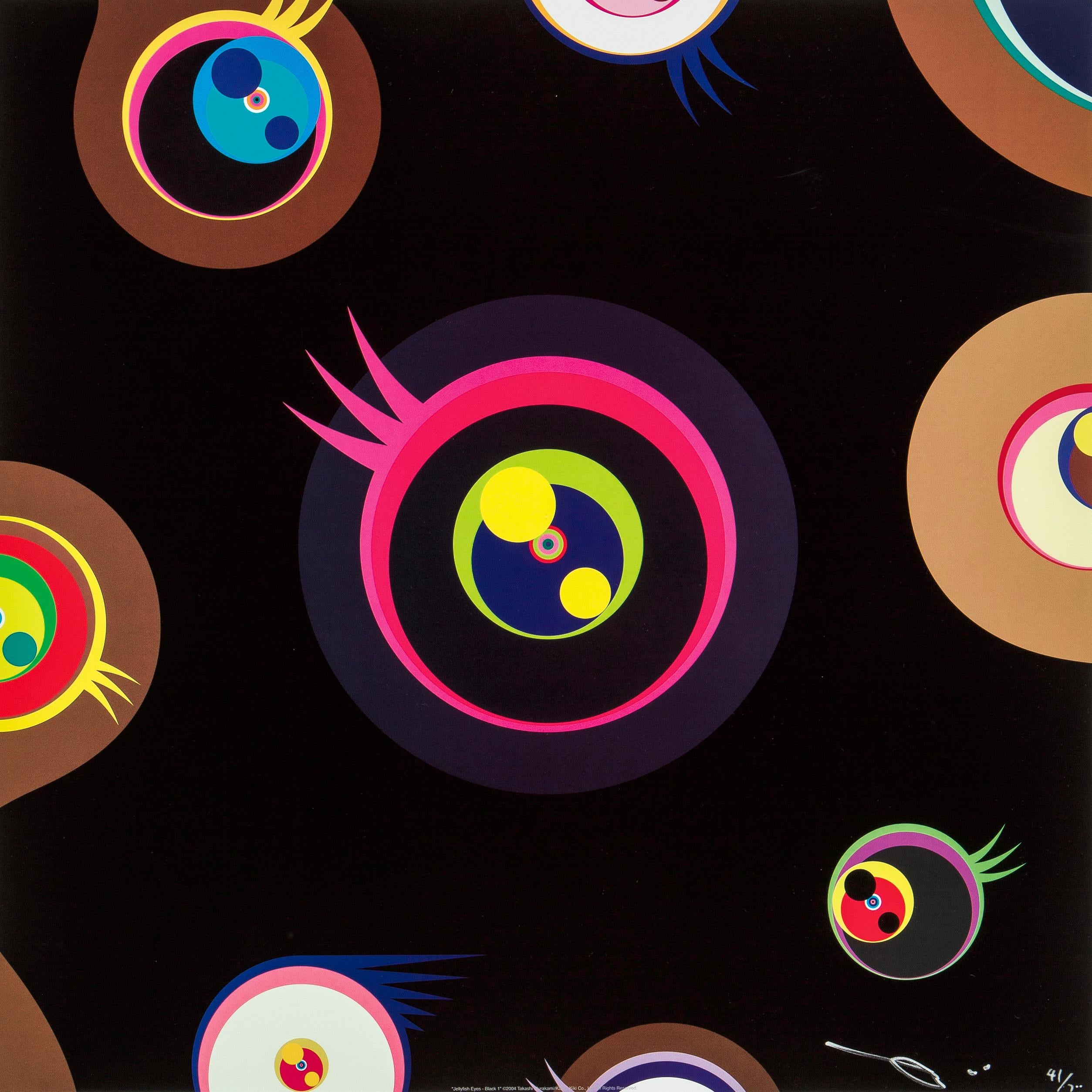 Jellyfish Eyes - Black 1. Limitierte Auflage (Druck) von Takashi Murakami signiert im Angebot 1
