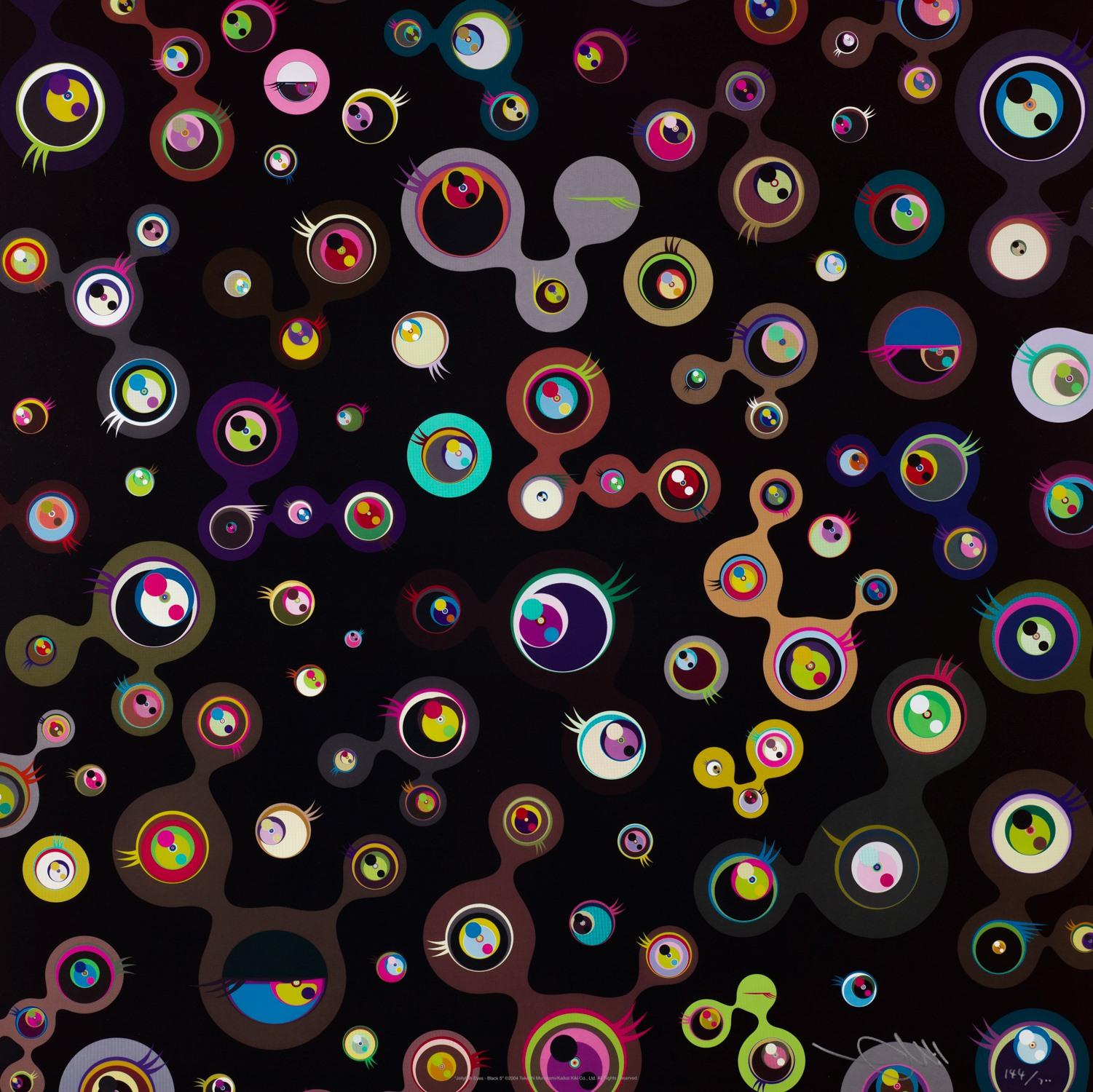 Takashi Murakami Abstract Print – Quallenaugen - Schwarz 5