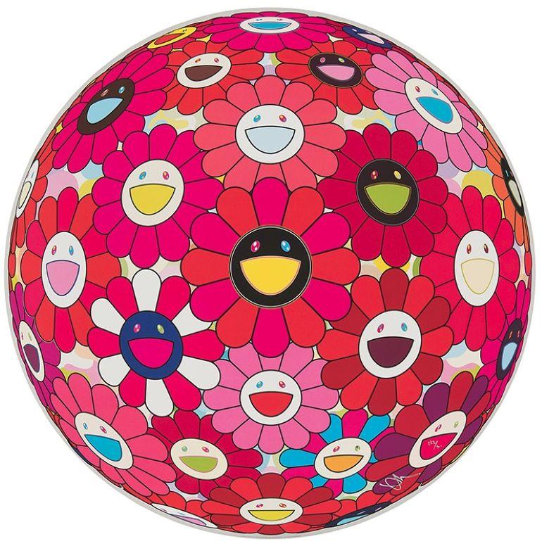 Letter to Picasso, 2013 by Takashi Murakami
Woven paper, four-color offset print, cold foil stamp, glossy varnish
Published by Kaikai Kiki Co., Ltd., Tokyo
28 in diameter
71 cm diameter
Edition 137/300

Takashi Murakami is best known for his