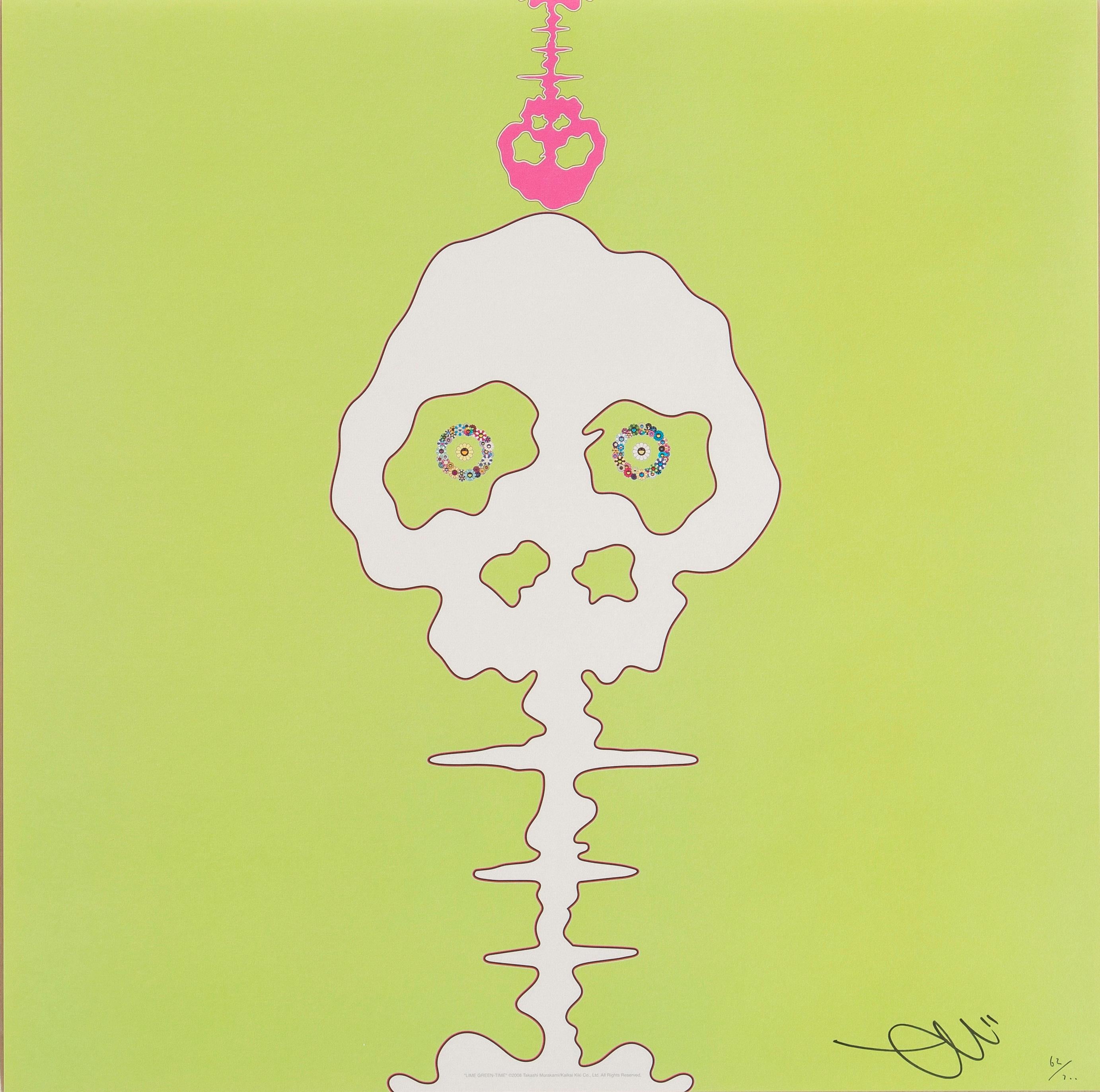 Takashi Murakami Figurative Print - Lime Green - Time (Time Bokan) 2011 Limited Edition (print) by Murakami signed 