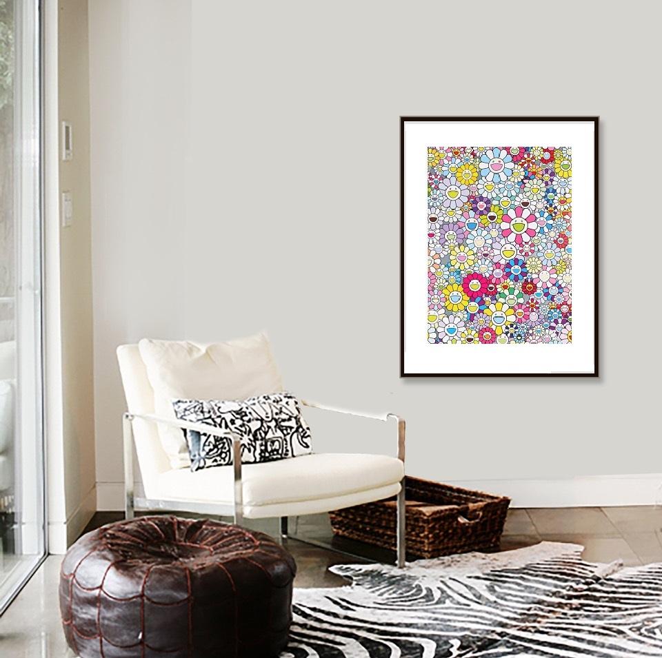 Murakami Champagne Supernova: Multicolor Pink & White Stripes (2013) - unframed - Print by Takashi Murakami