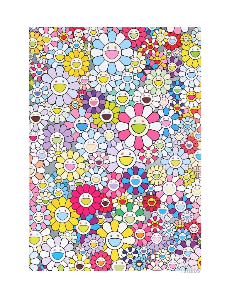 Takashi Murakami Figurative Print - Murakami Champagne Supernova: Multicolor Pink & White Stripes (2013) - unframed