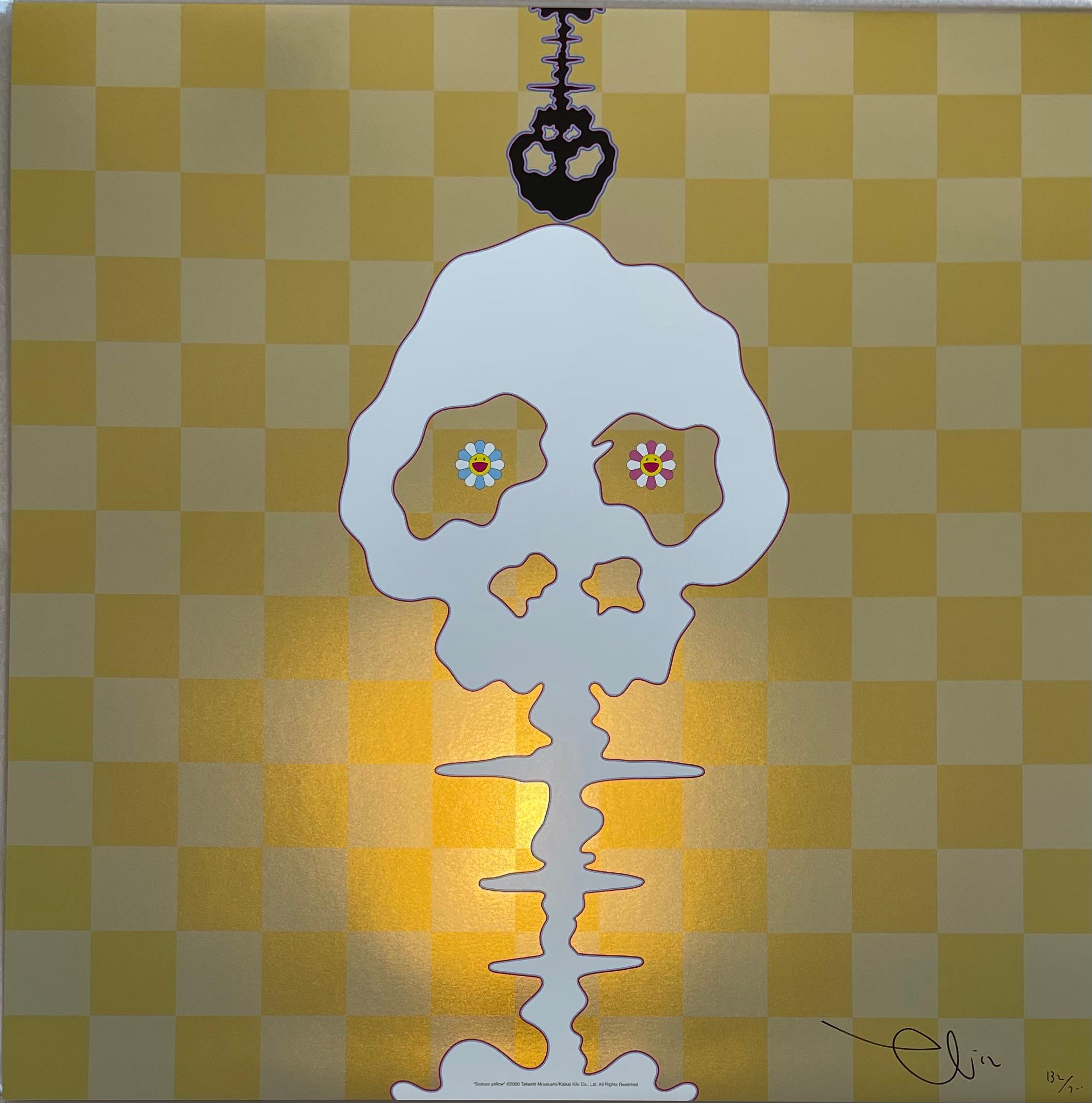 Murakami - Dokuro Yellow (Gold) - Silver Backing Framed For Sale 1
